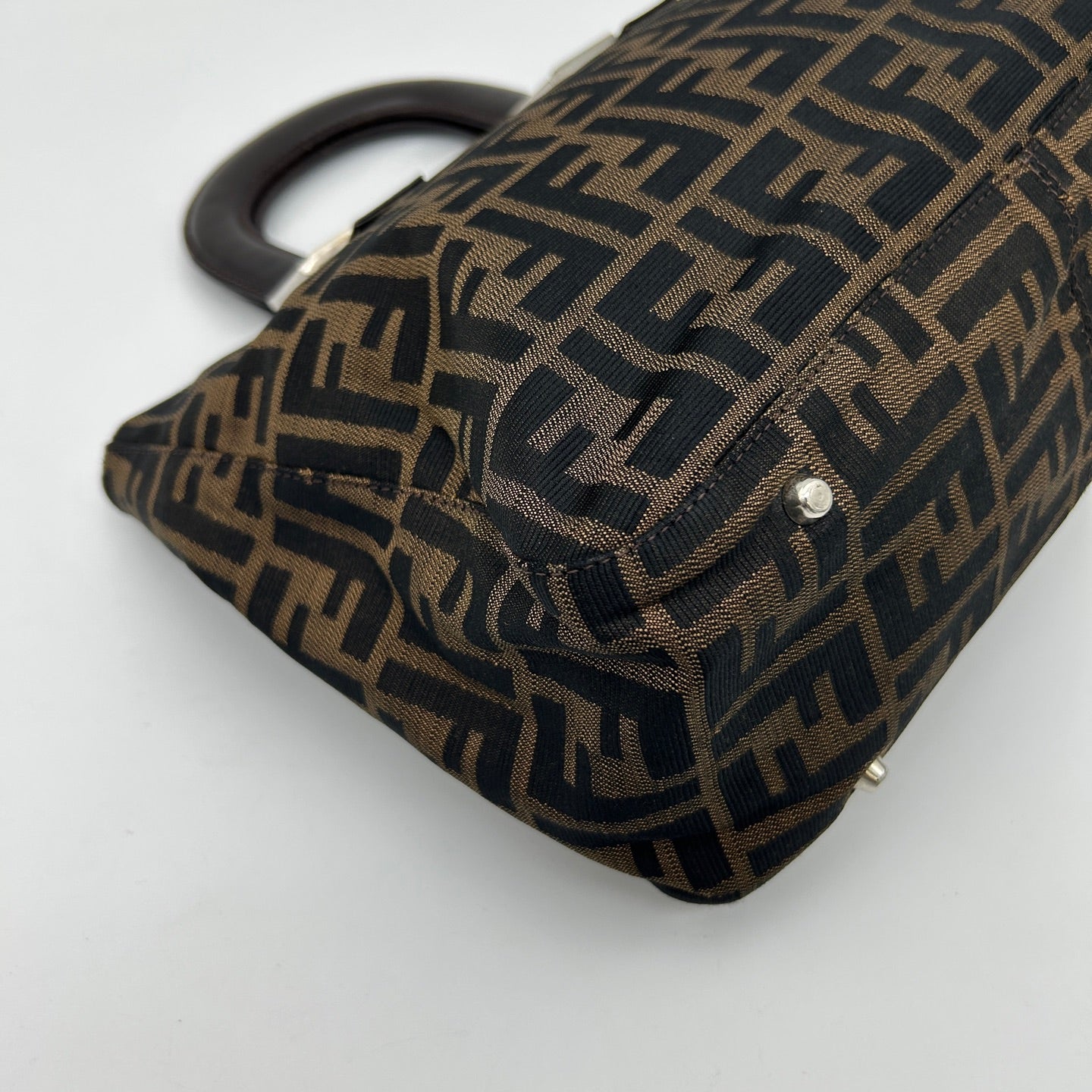 Fendi Brown Fabric Leather Zucca Tote Bag [Used]