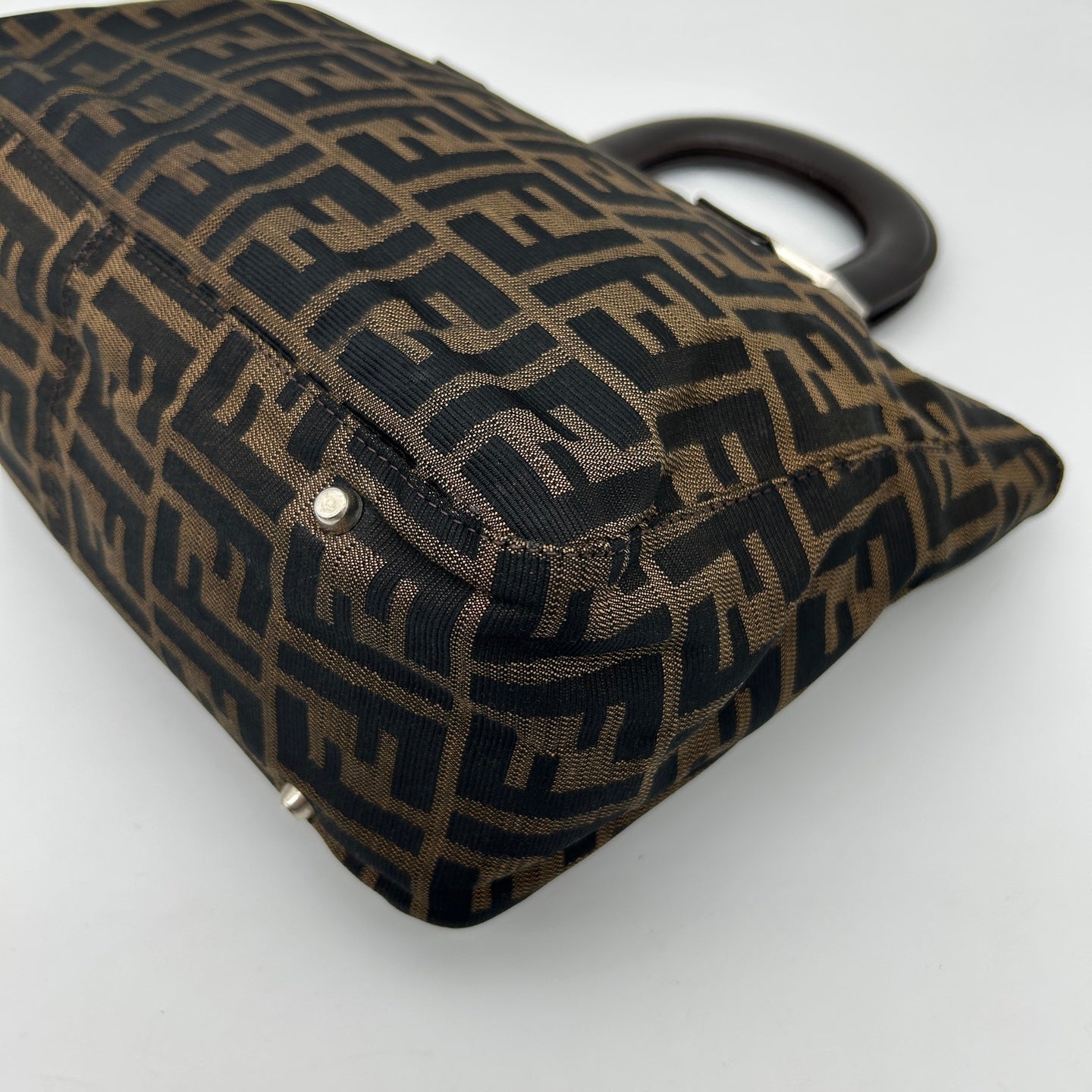 Fendi Brown Fabric Leather Zucca Tote Bag [Used]