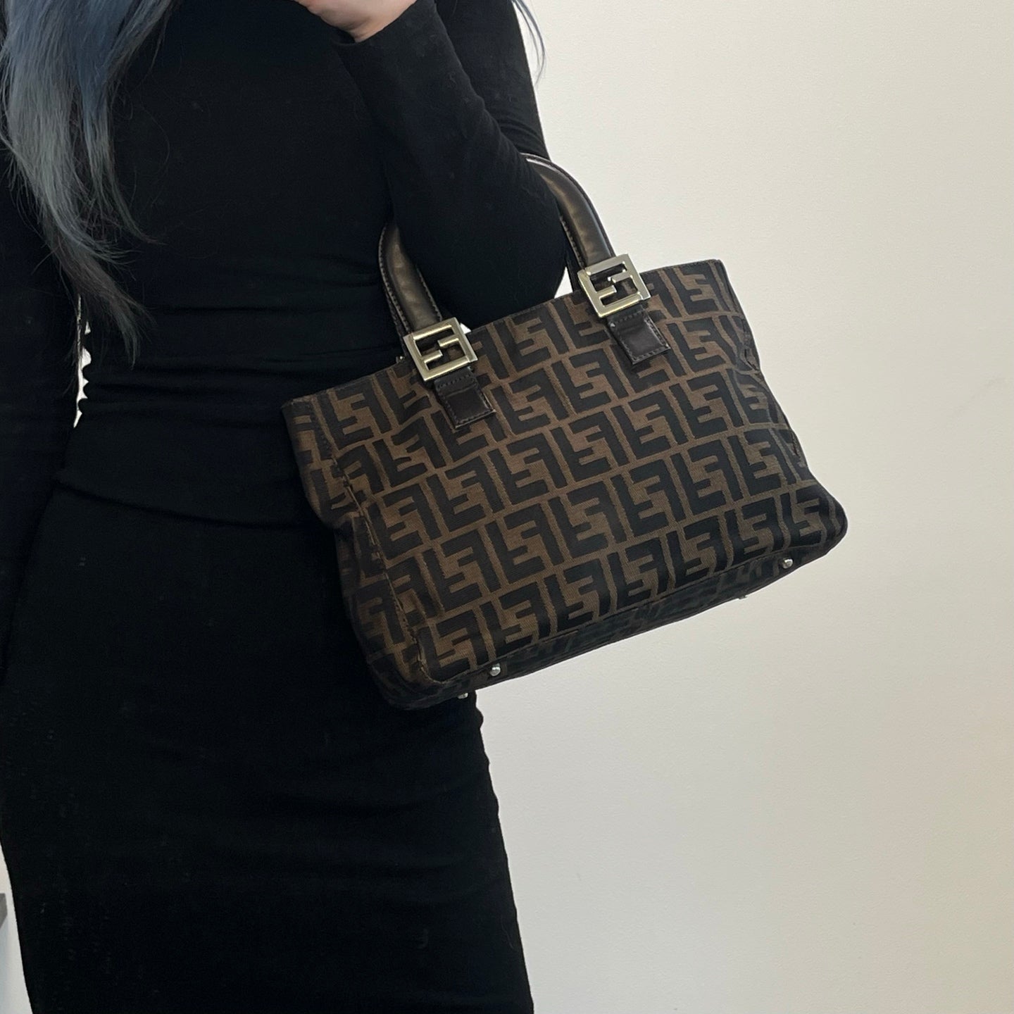 Fendi Brown Fabric Leather Zucca Tote Bag [Used]