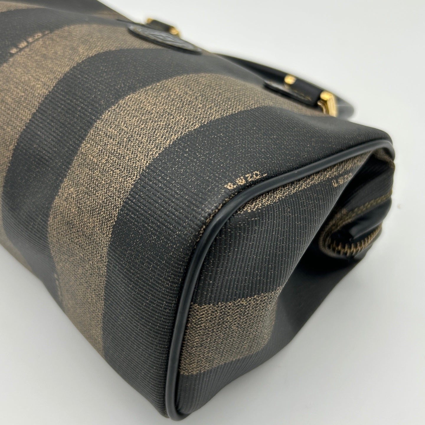 Fendi Brown Striped Mini Boston Handbag [Used]