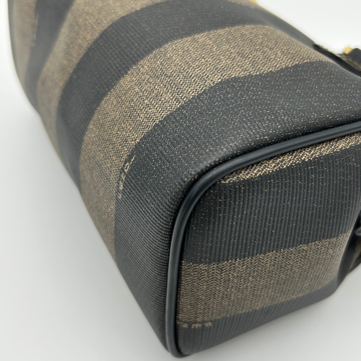 Fendi Brown Striped Mini Boston Handbag [Used]