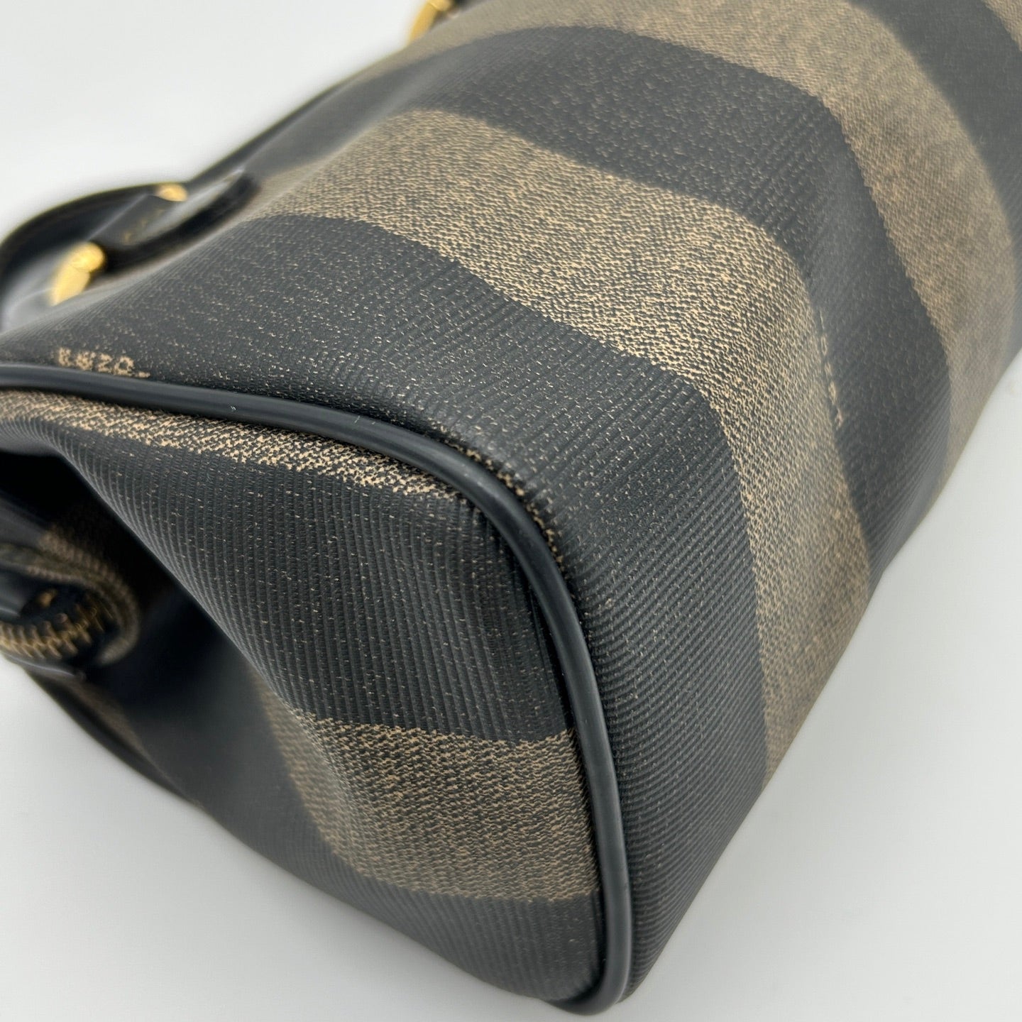 Fendi Brown Striped Mini Boston Handbag [Used]