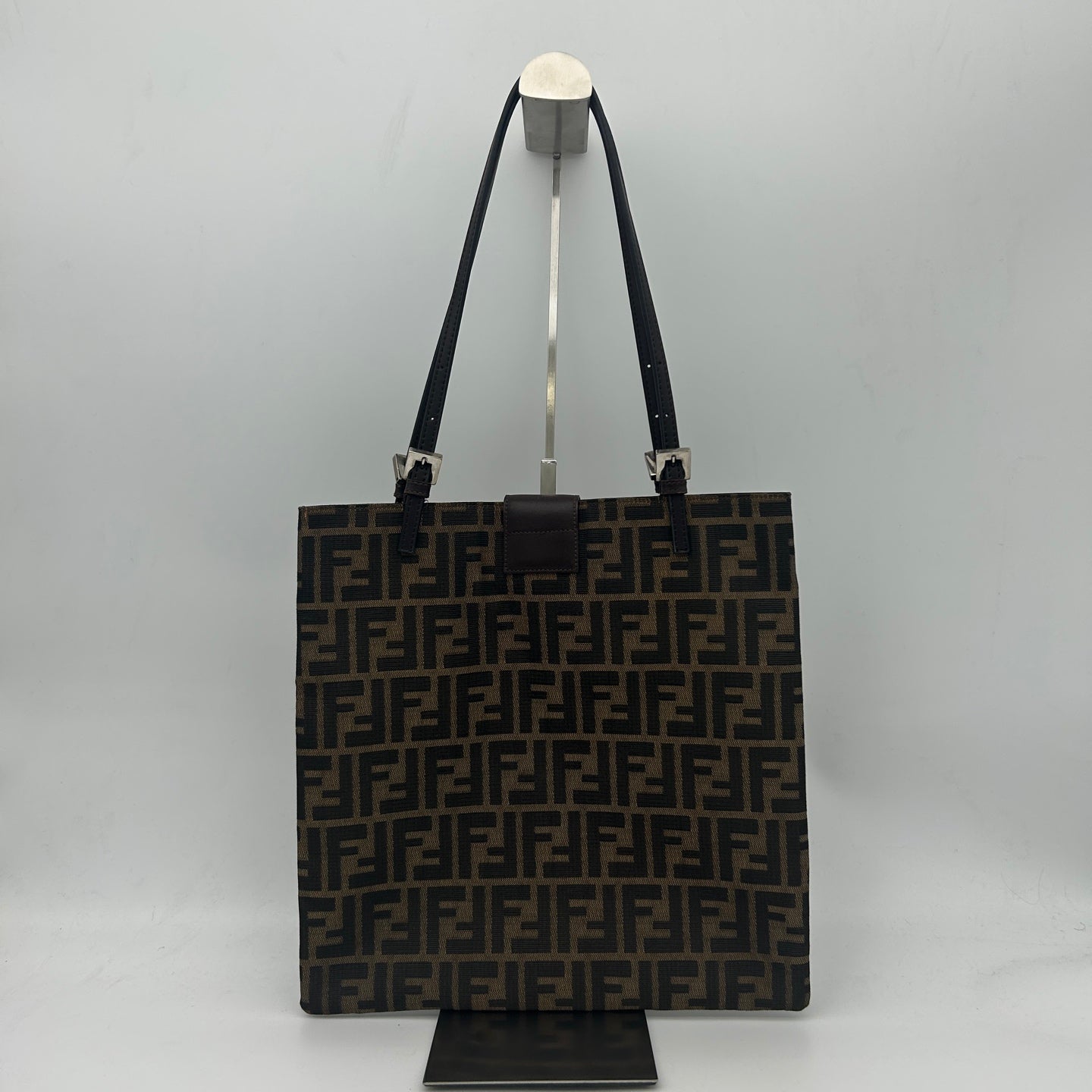 Fendi Brown Zucca Canvas Leather Tote Bag [Used]