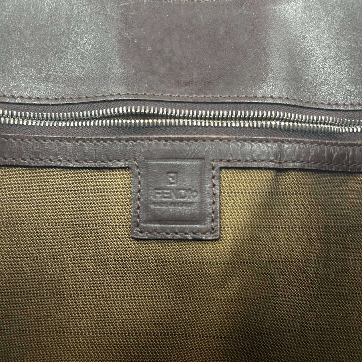 Fendi Brown Zucca Canvas Leather Tote Bag [Used]