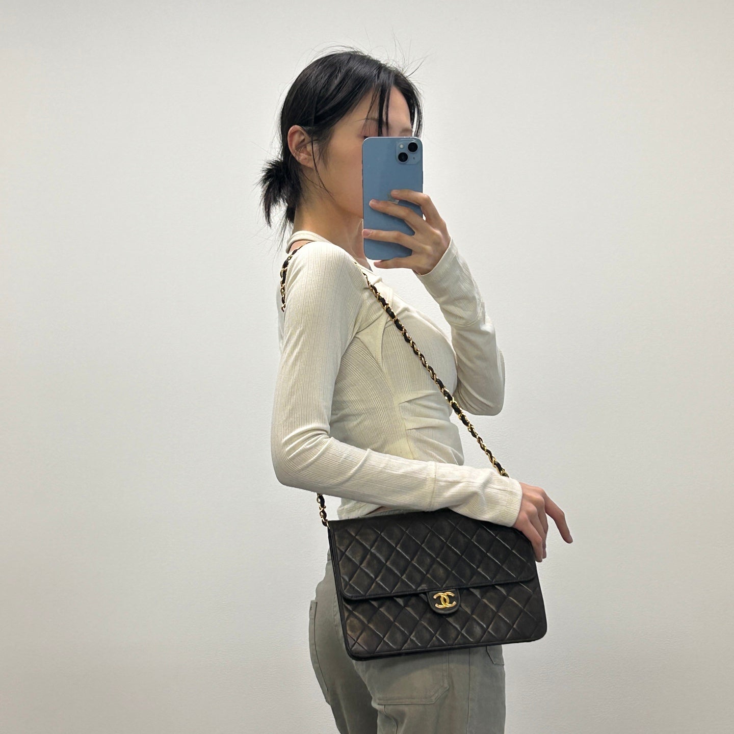 Chanel Black Flap Chain Shoulder Bag [Used]