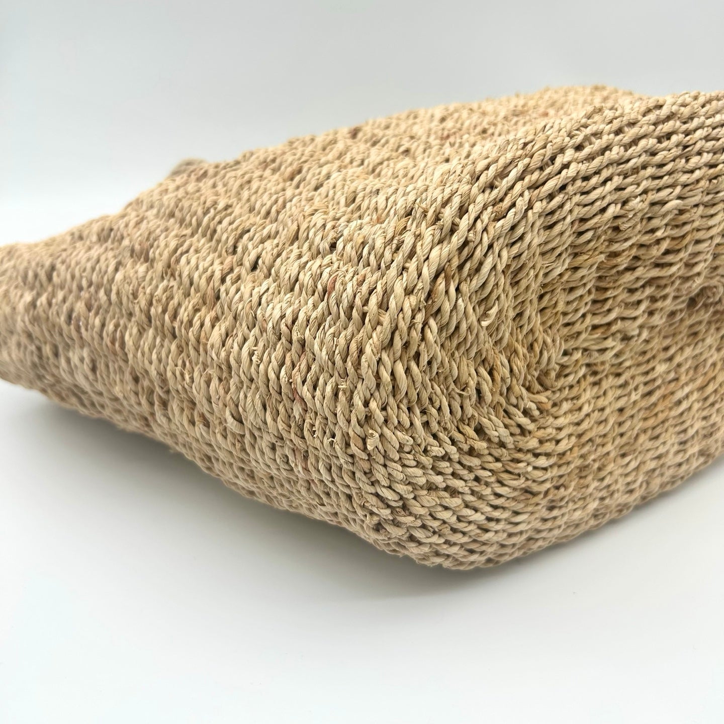 Prada Beige Triangle Logo Raffia Tote Bag [Used]