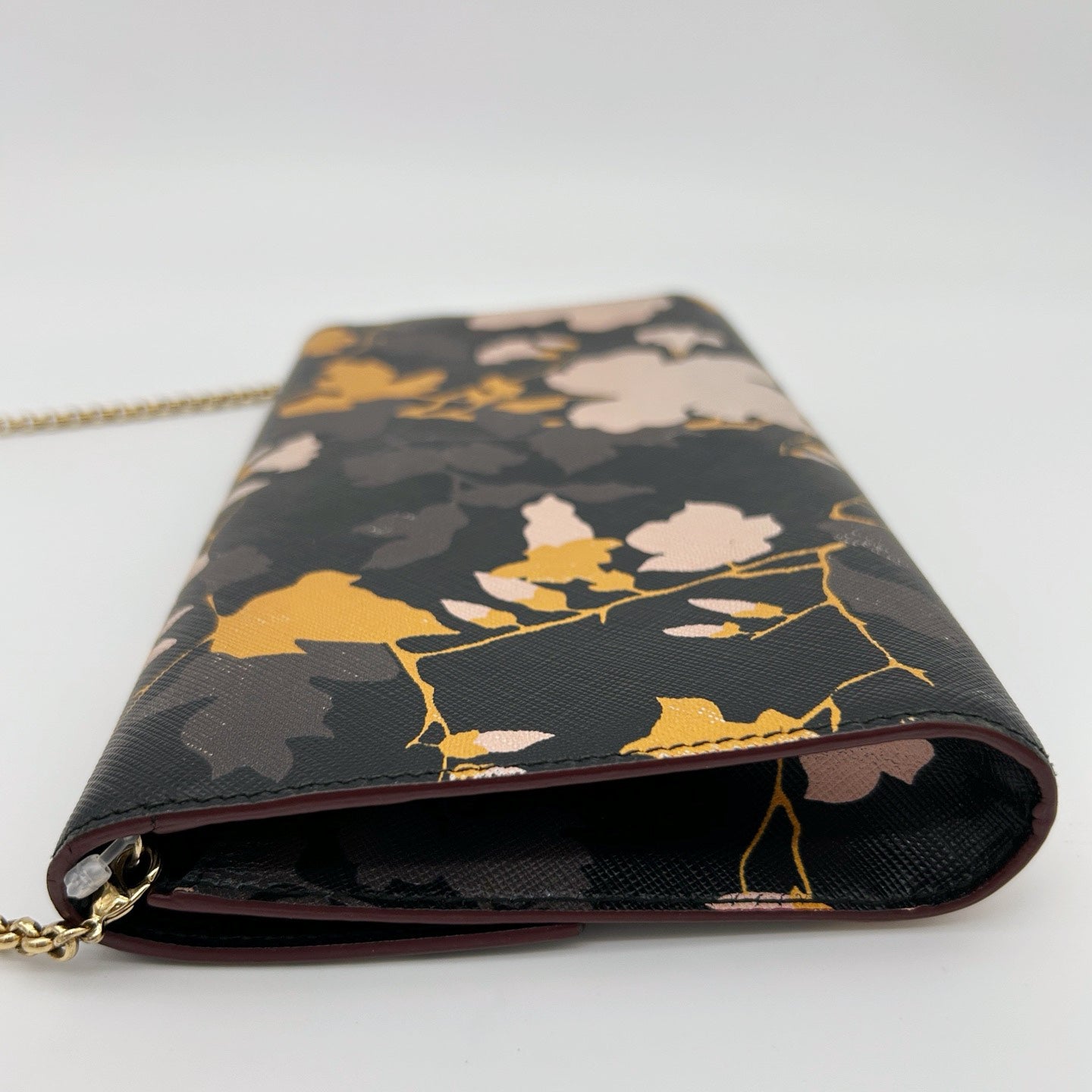 Ferragamo Black Printed Leather Chain Clutch Bag[Used]