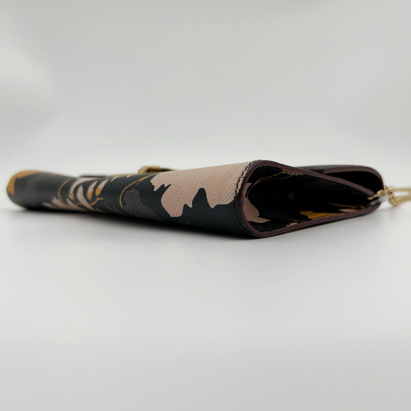 Ferragamo Black Printed Leather Chain Clutch Bag[Used]