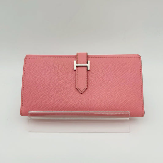 Hermès Pink Epsom Leather Béarn Wallet [Used]