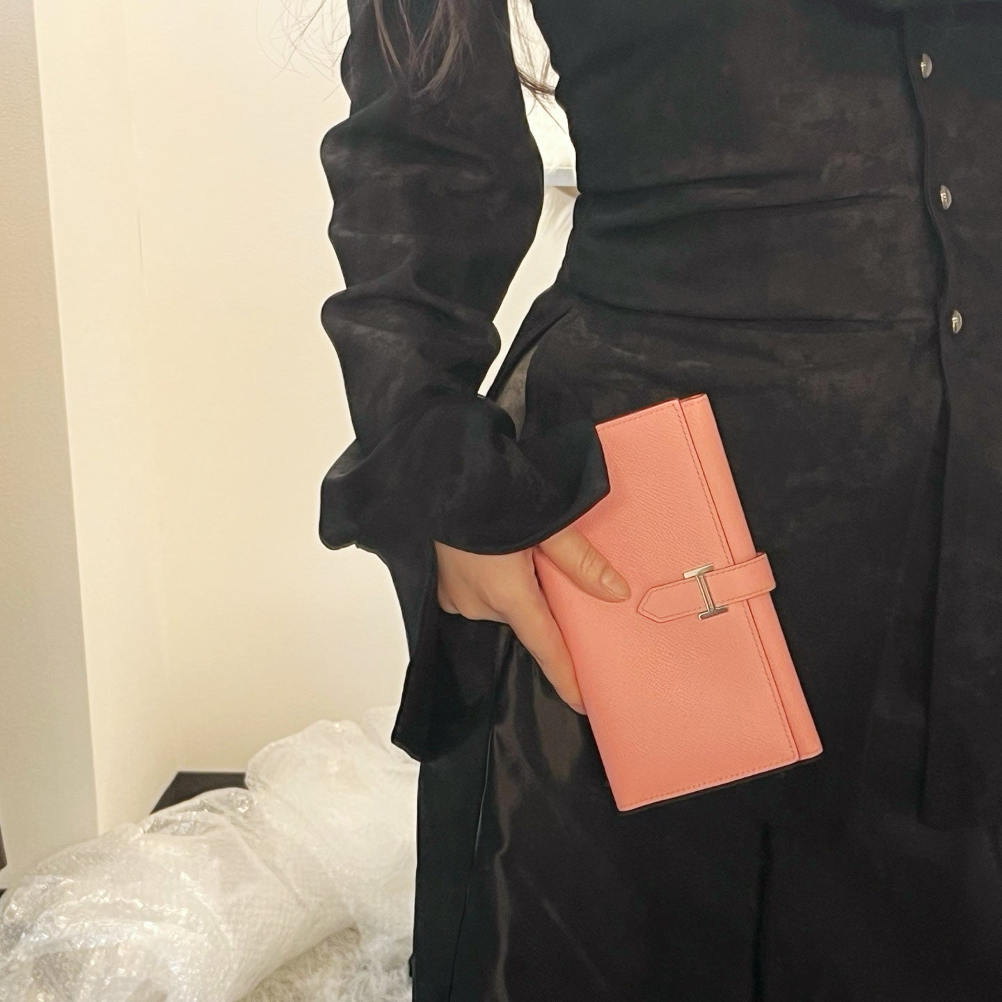 Hermès Pink Epsom Leather Béarn Wallet [Used]