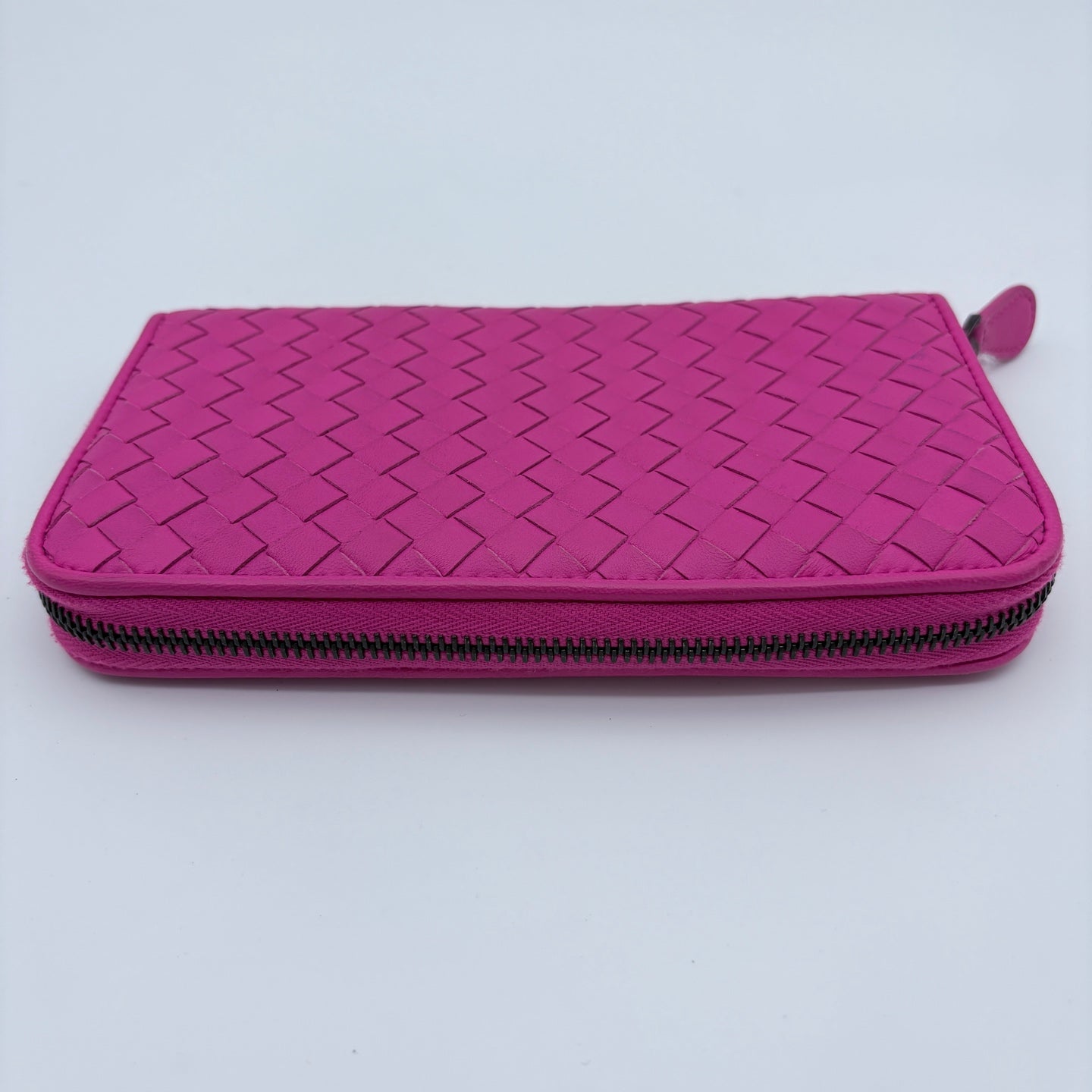Bottega Veneta Pink Intrecciato Zip Round Long Wallet  [Used]