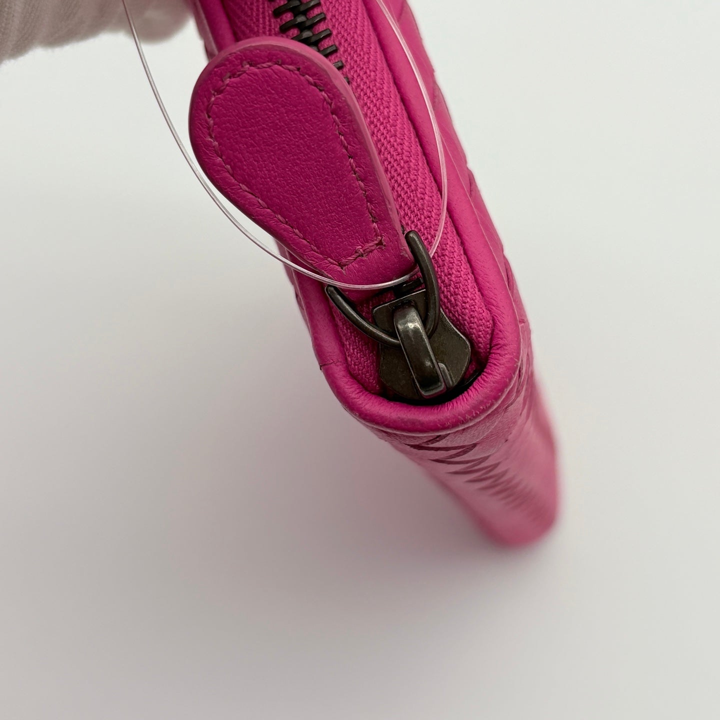 Bottega Veneta Pink Intrecciato Zip Round Long Wallet  [Used]