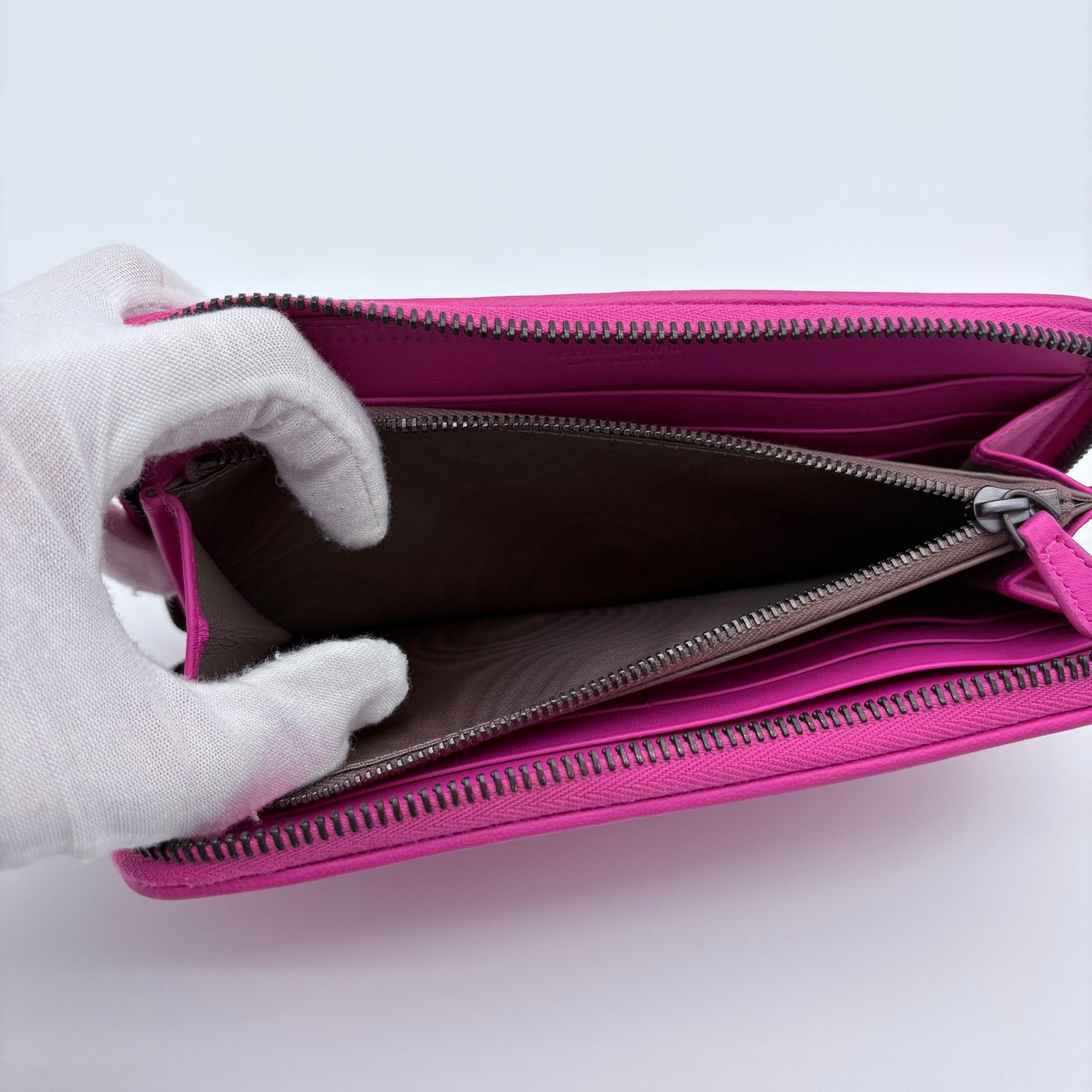 Bottega Veneta Pink Intrecciato Zip Round Long Wallet  [Used]