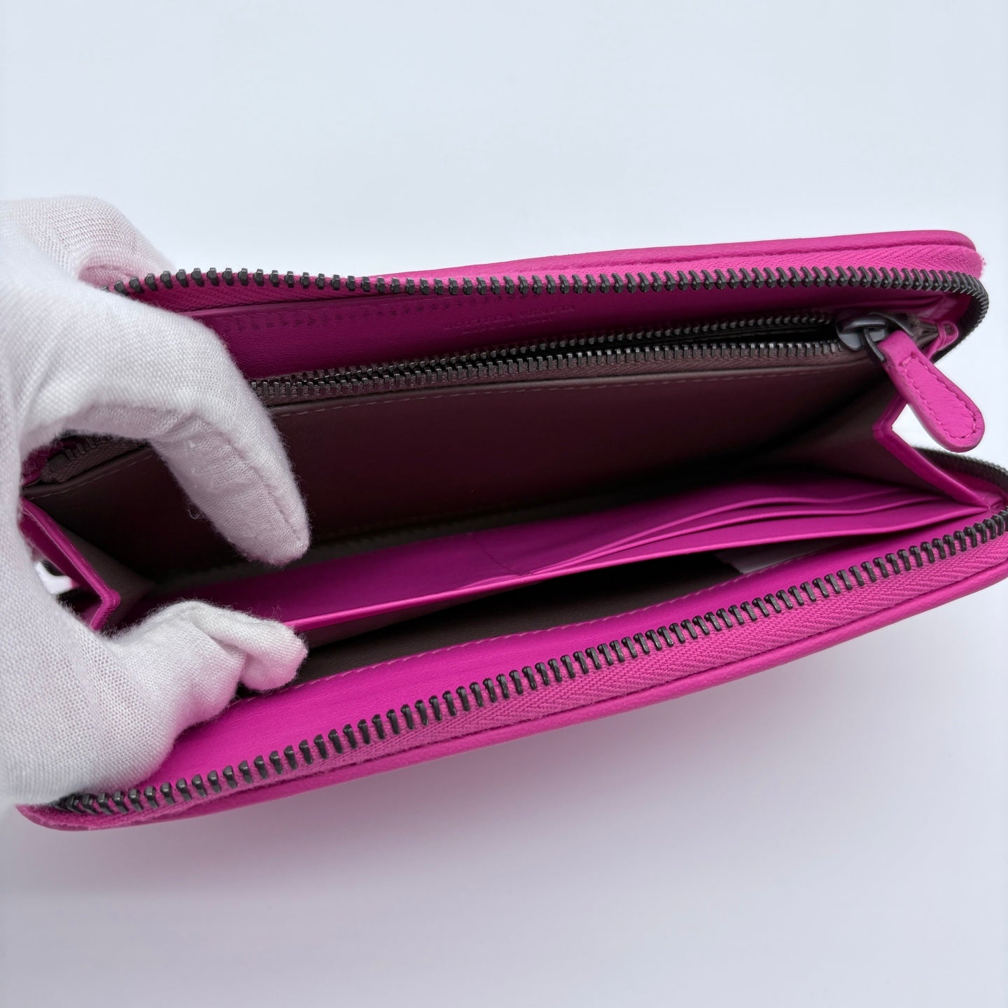 Bottega Veneta Pink Intrecciato Zip Round Long Wallet  [Used]