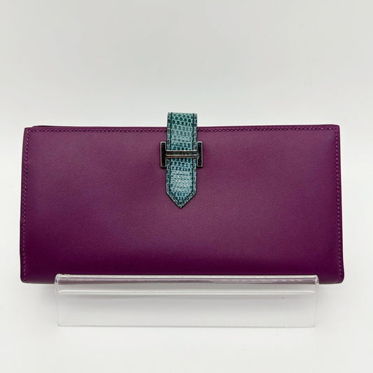 Hermès Purple Béarn Bifold Long Wallet [Used]