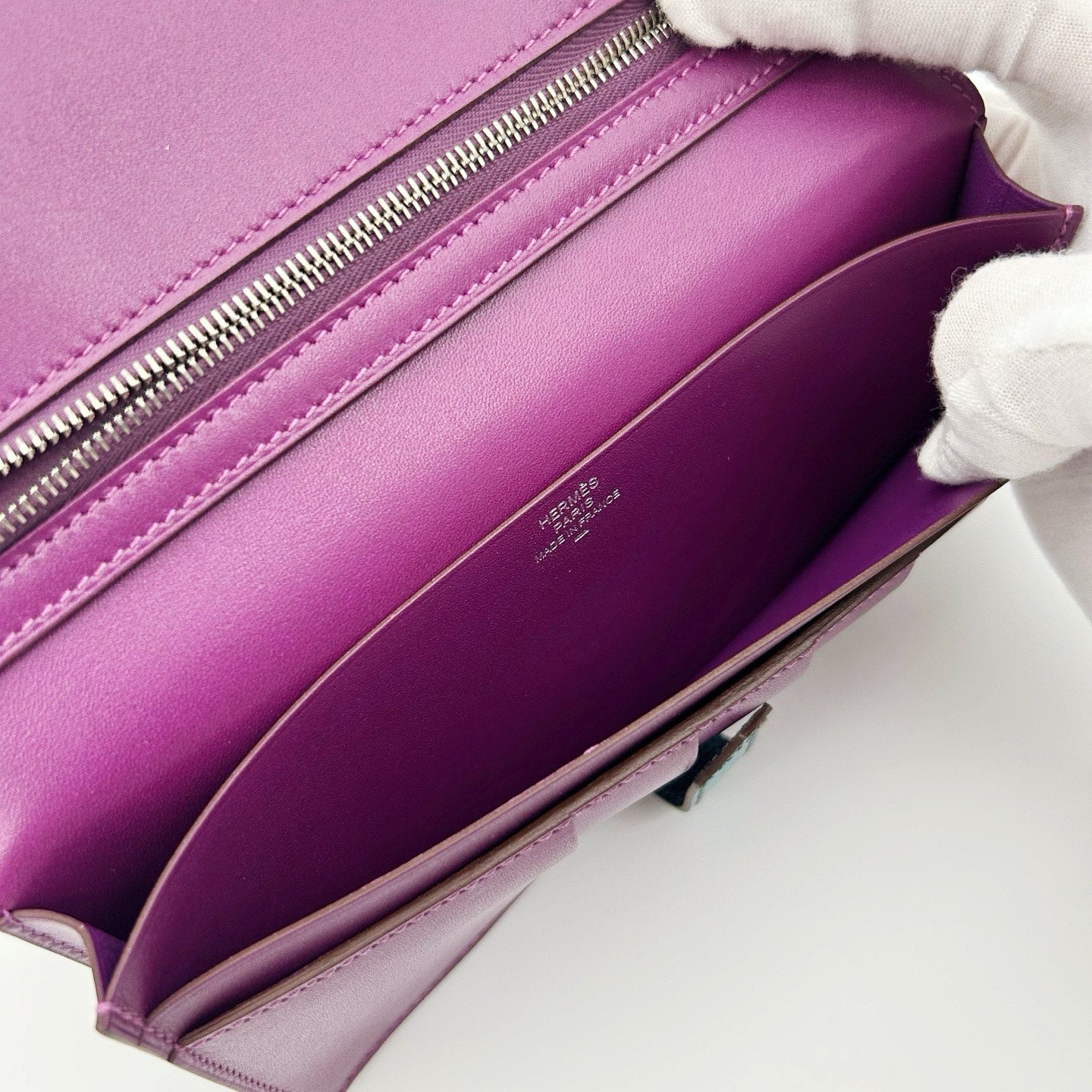 Hermès Purple Béarn Bifold Long Wallet [Used]
