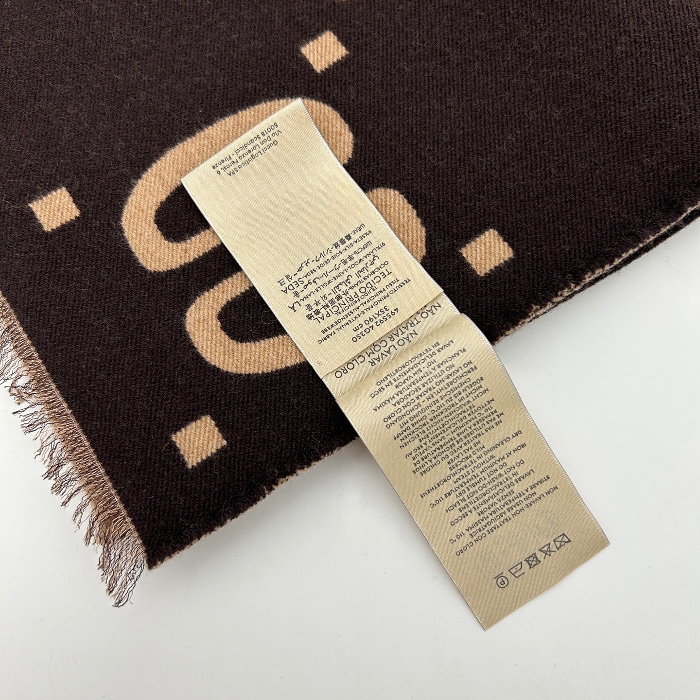 Gucci Caramel GG Logo Reversible Wool Scarf [Used]