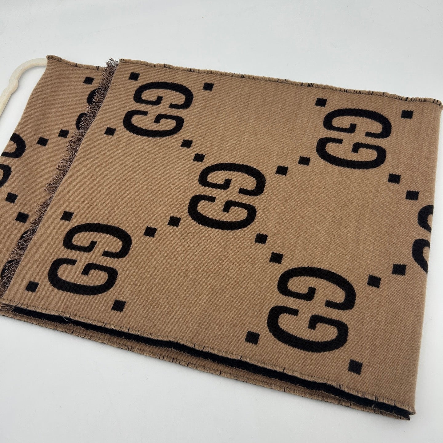 Gucci Caramel GG Logo Reversible Wool Scarf [Used]