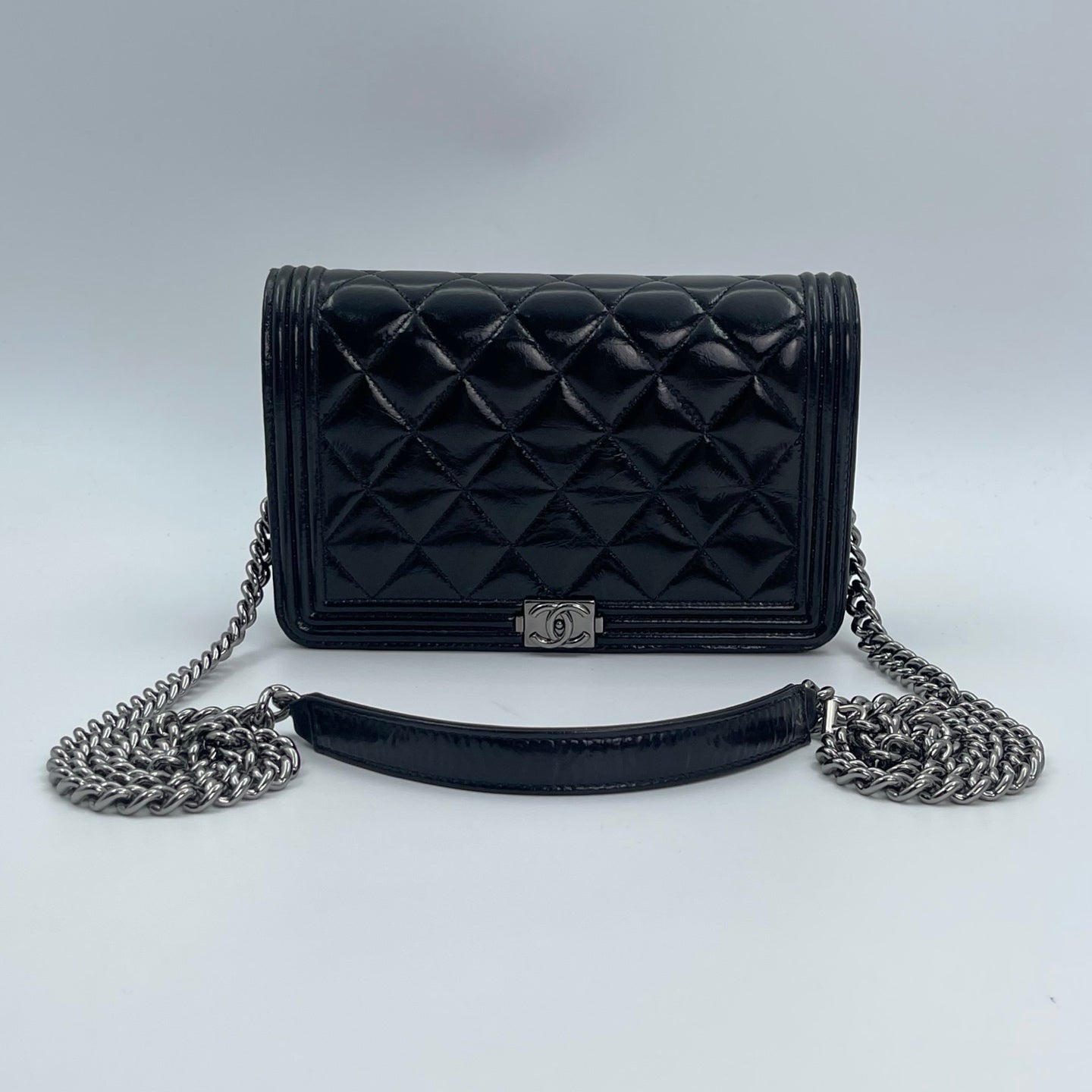 Chanel Leboy Black Waxed Calfskin WOC Silver Hardware [Used]