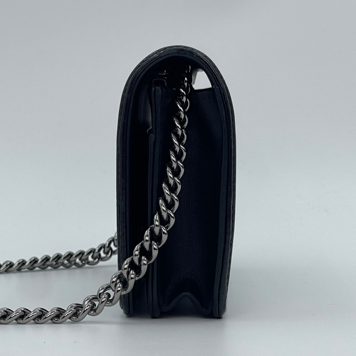 Chanel Leboy Black Waxed Calfskin WOC Silver Hardware [Used]