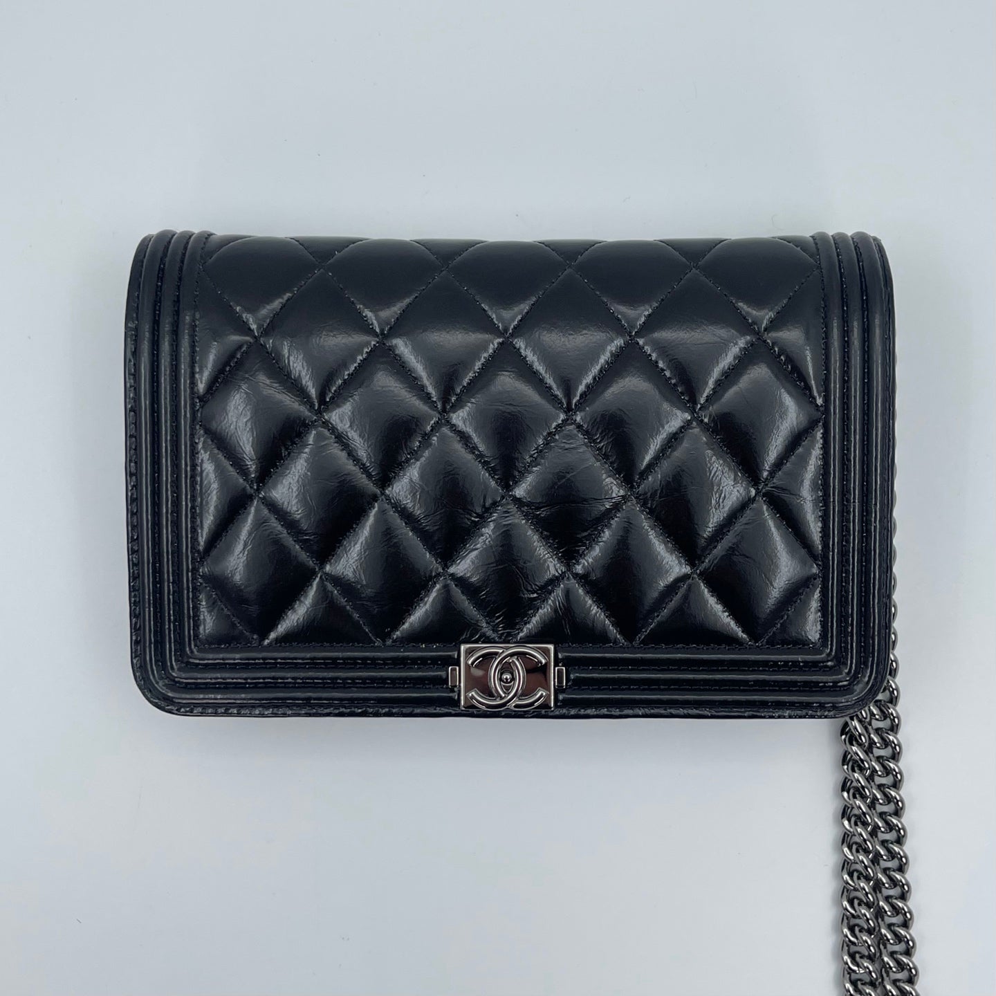 Chanel Leboy Black Waxed Calfskin WOC Silver Hardware [Used]