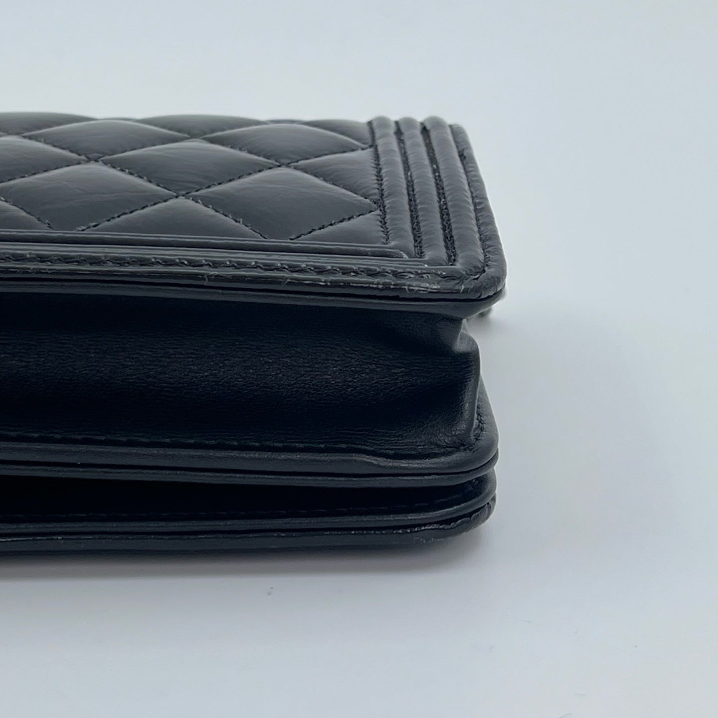 Chanel Leboy Black Waxed Calfskin WOC Silver Hardware [Used]