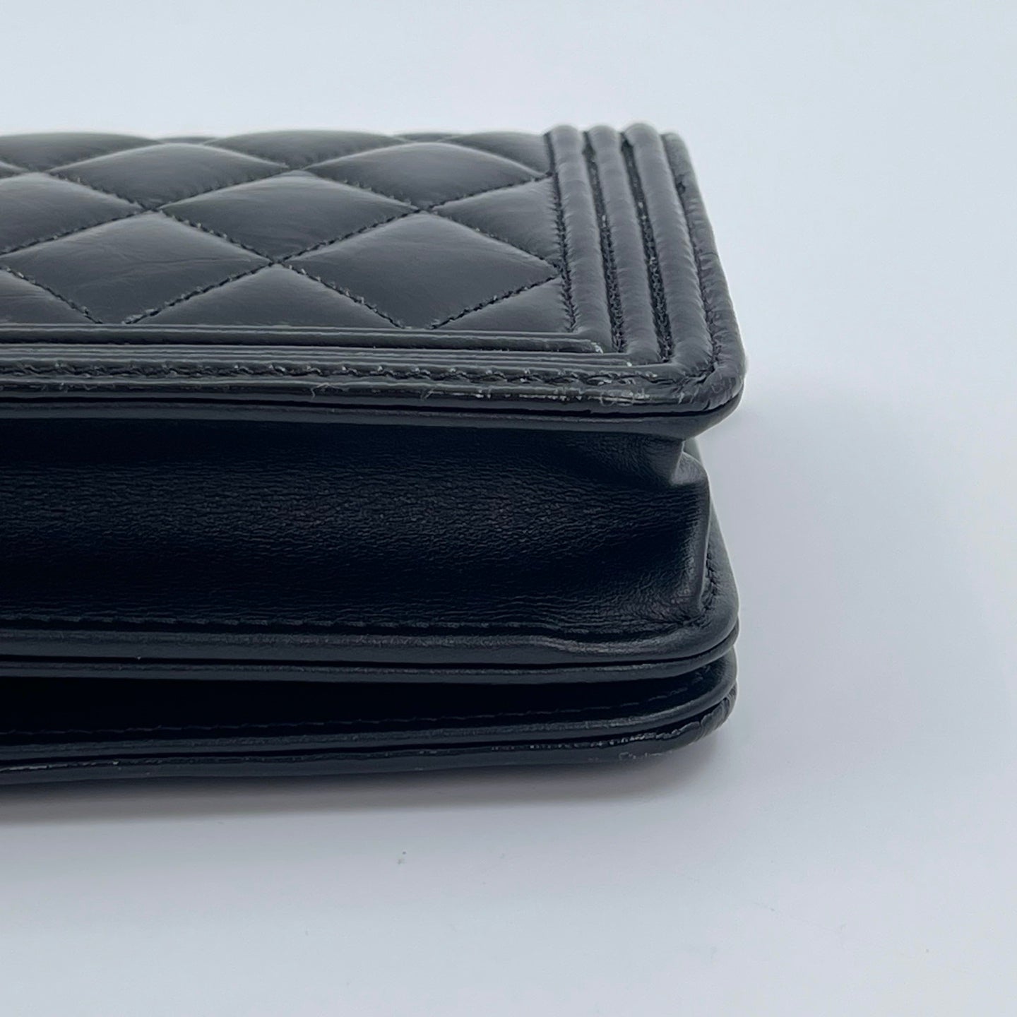 Chanel Leboy Black Waxed Calfskin WOC Silver Hardware [Used]