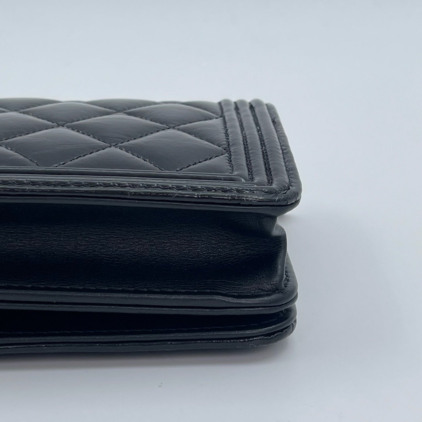 Chanel Leboy Black Waxed Calfskin WOC Silver Hardware [Used]