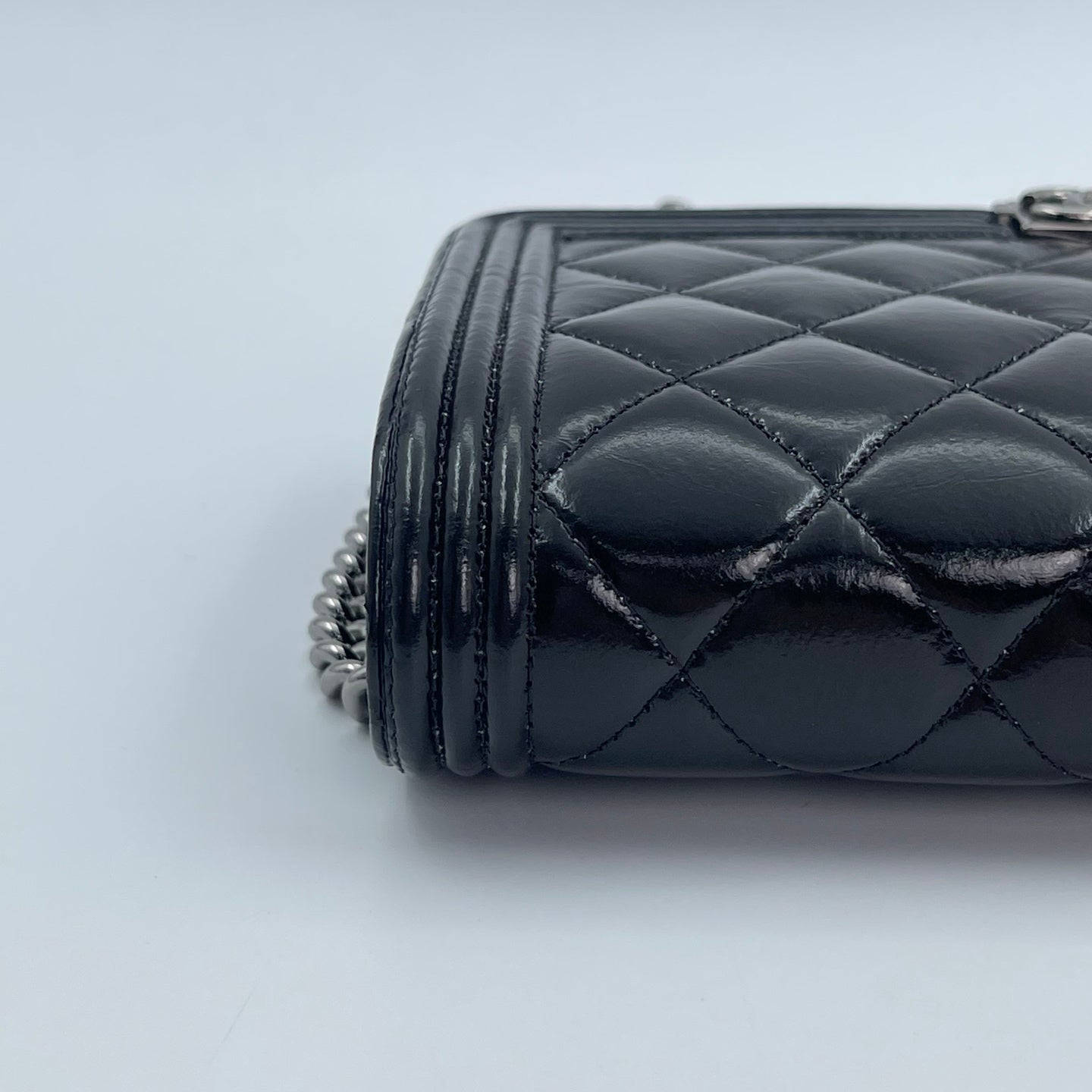 Chanel Leboy Black Waxed Calfskin WOC Silver Hardware [Used]