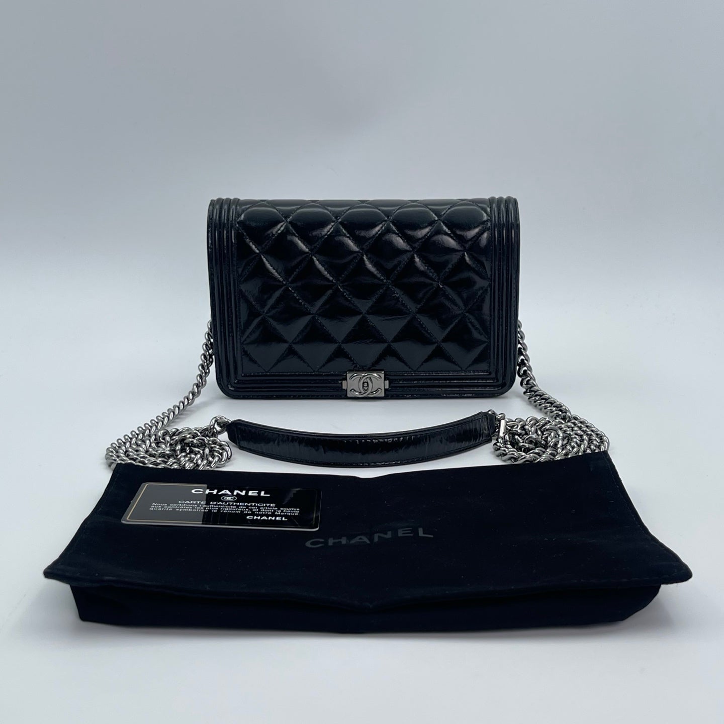 Chanel Leboy Black Waxed Calfskin WOC Silver Hardware [Used]