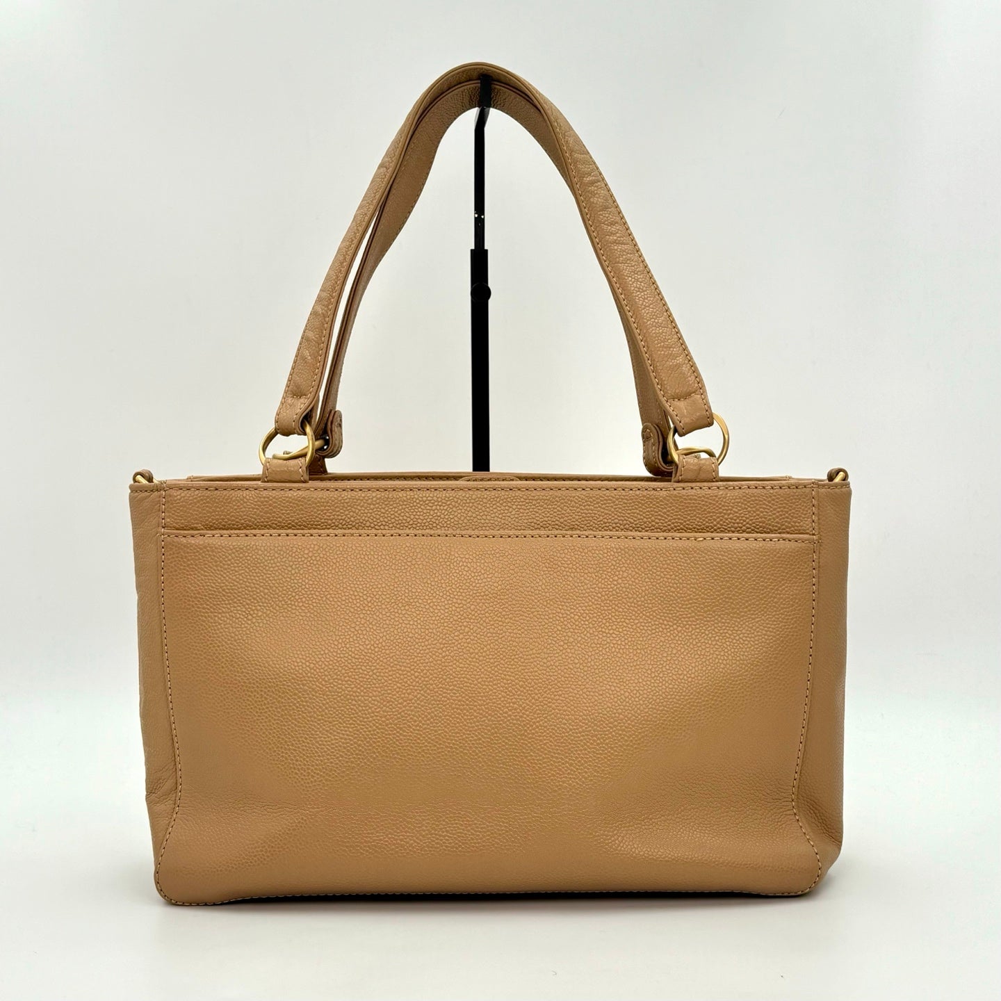 Chanel Beige Caviar Leather Large CC Tote Bag [Used]