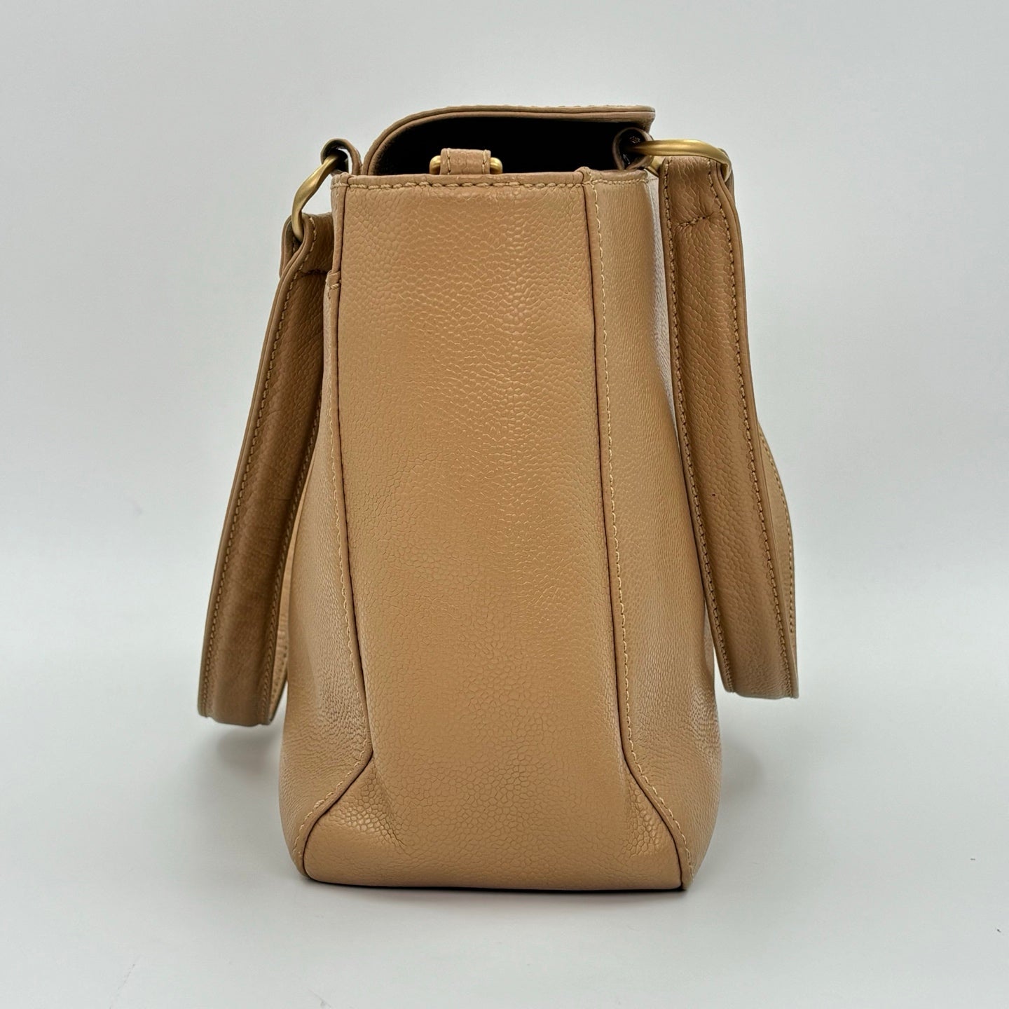 Chanel Beige Caviar Leather Large CC Tote Bag [Used]