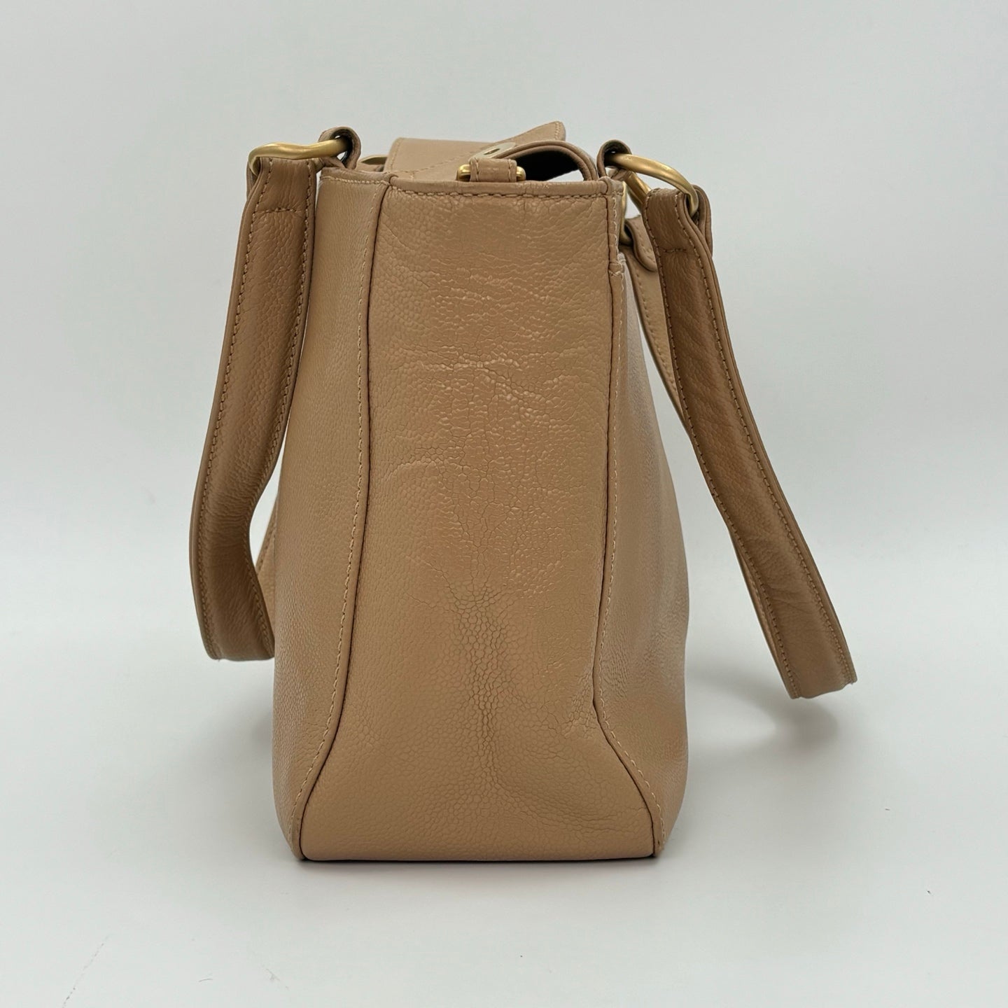 Chanel Beige Caviar Leather Large CC Tote Bag [Used]