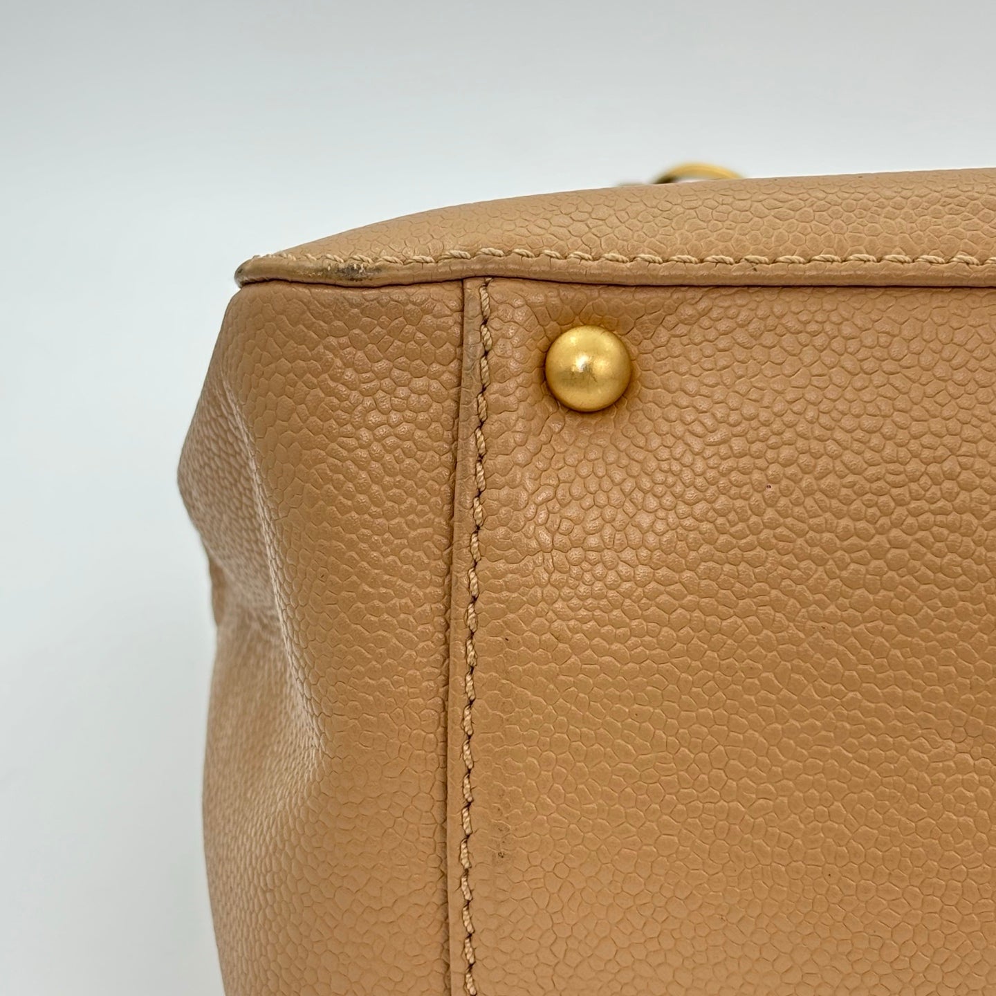 Chanel Beige Caviar Leather Large CC Tote Bag [Used]