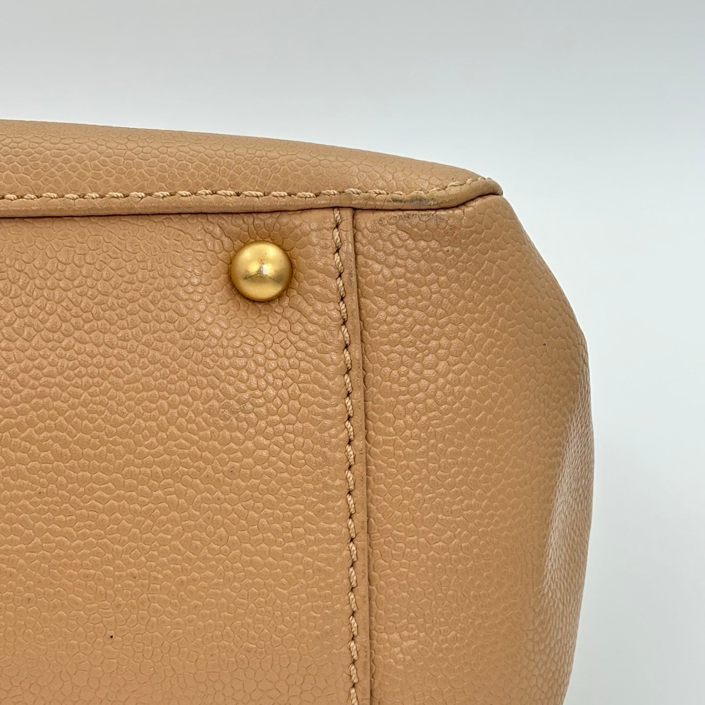 Chanel Beige Caviar Leather Large CC Tote Bag [Used]