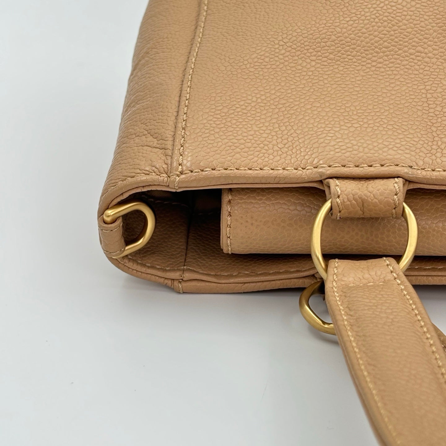 Chanel Beige Caviar Leather Large CC Tote Bag [Used]