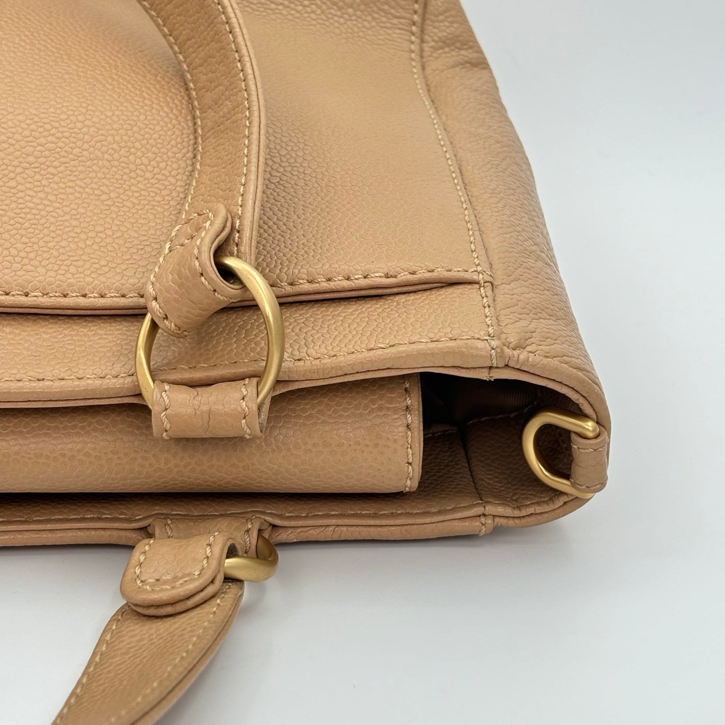 Chanel Beige Caviar Leather Large CC Tote Bag [Used]