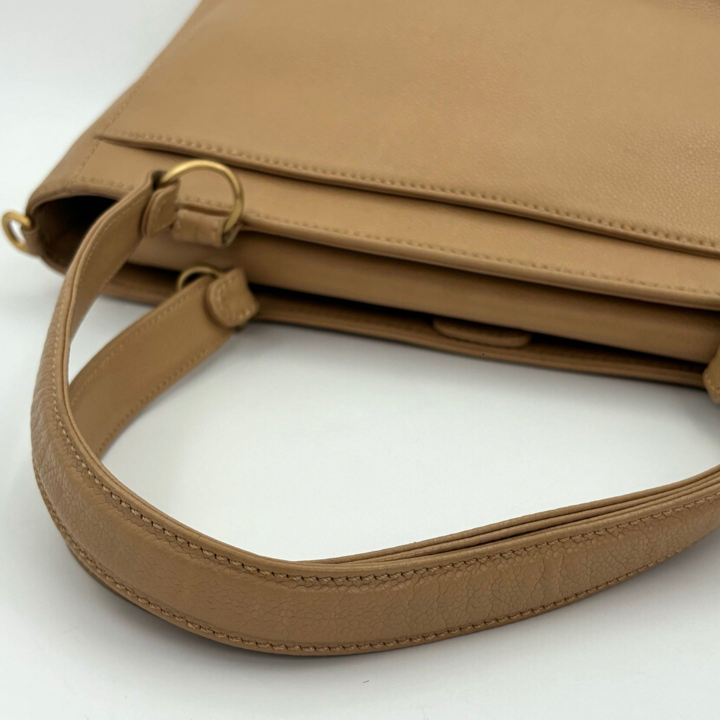Chanel Beige Caviar Leather Large CC Tote Bag [Used]