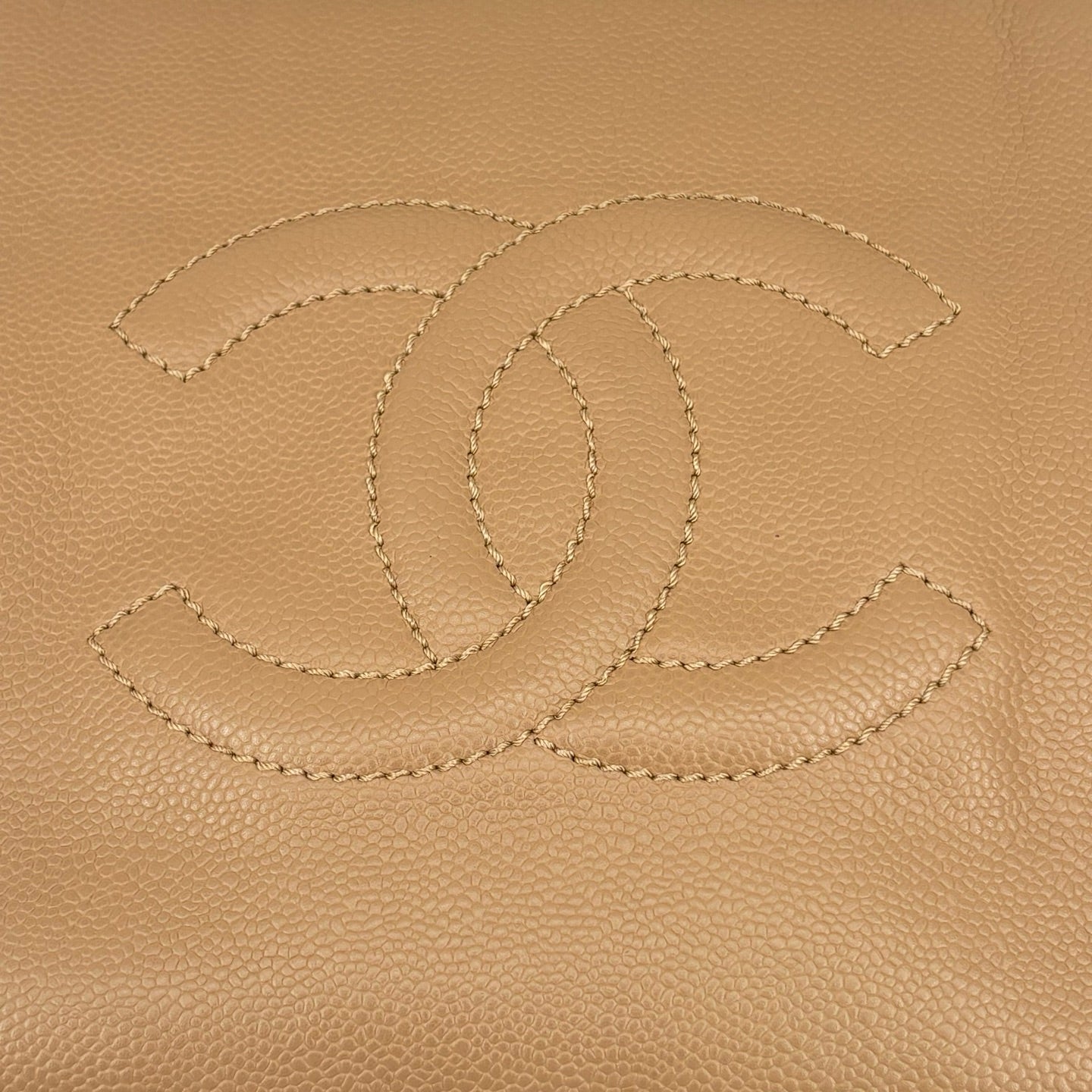Chanel Beige Caviar Leather Large CC Tote Bag [Used]