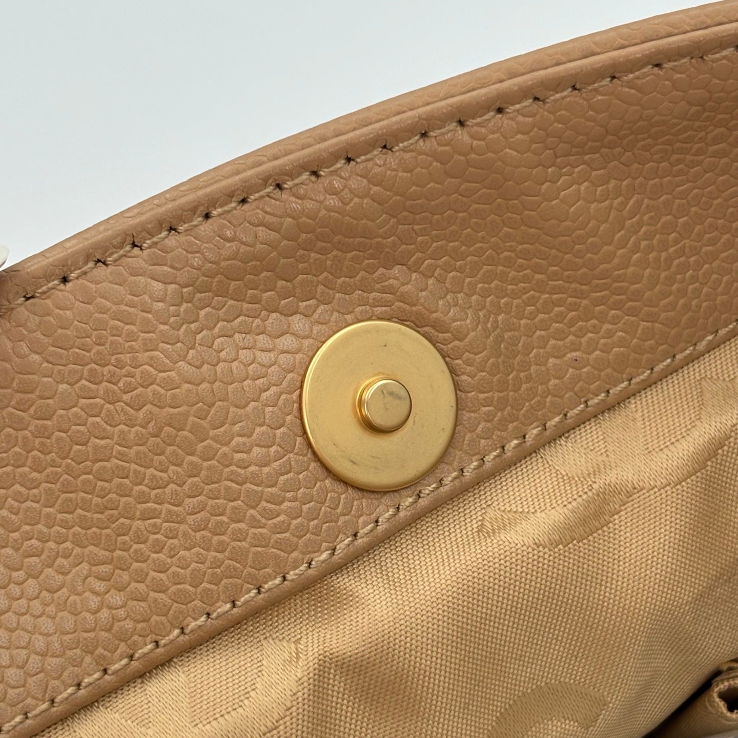 Chanel Beige Caviar Leather Large CC Tote Bag [Used]