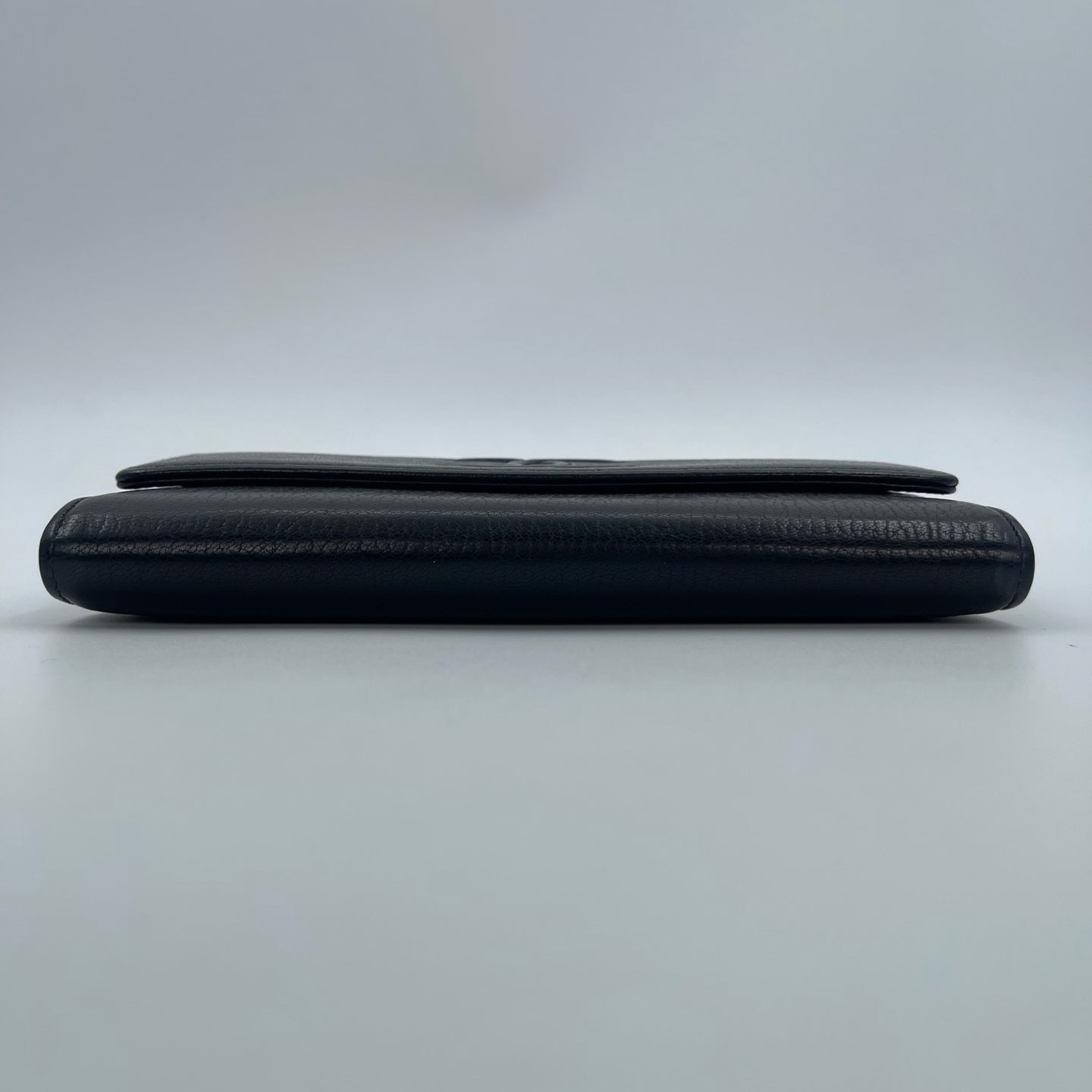 Chanel Black Calf Skin Leather Large CC Long Wallet [Used]