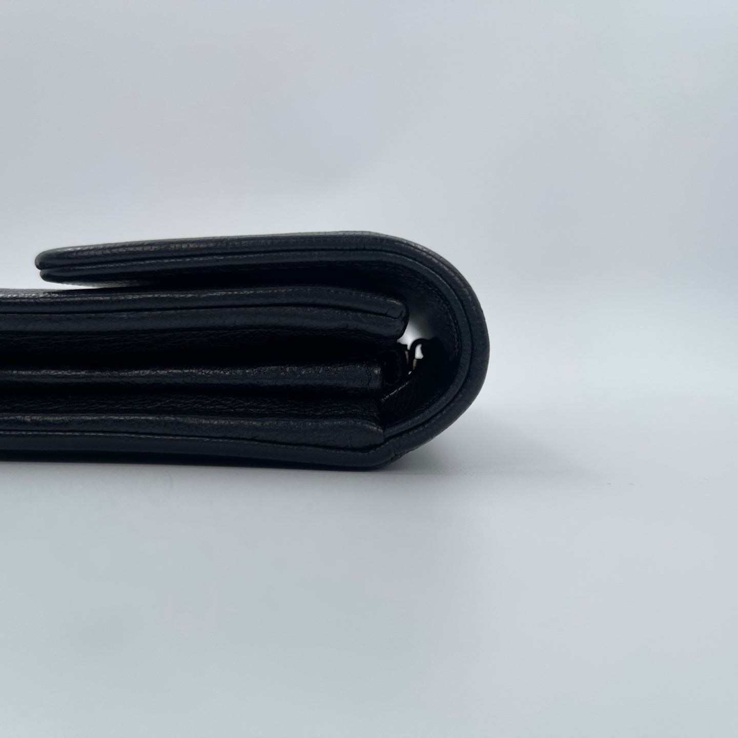 Chanel Black Calf Skin Leather Large CC Long Wallet [Used]