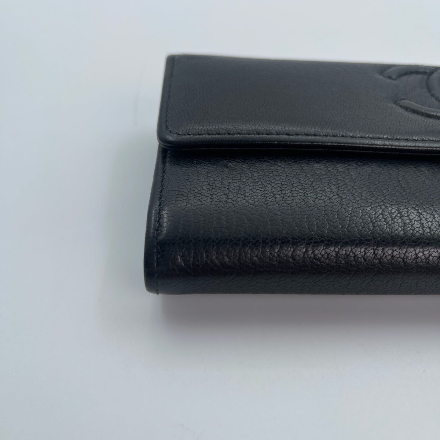 Chanel Black Calf Skin Leather Large CC Long Wallet [Used]
