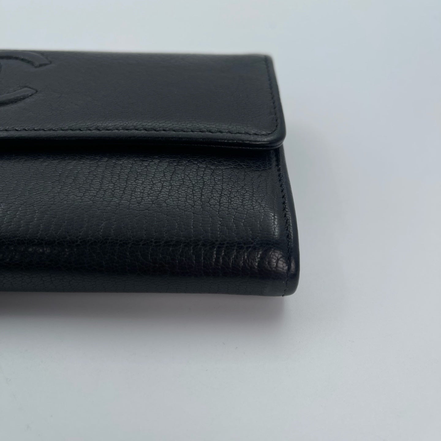 Chanel Black Calf Skin Leather Large CC Long Wallet [Used]