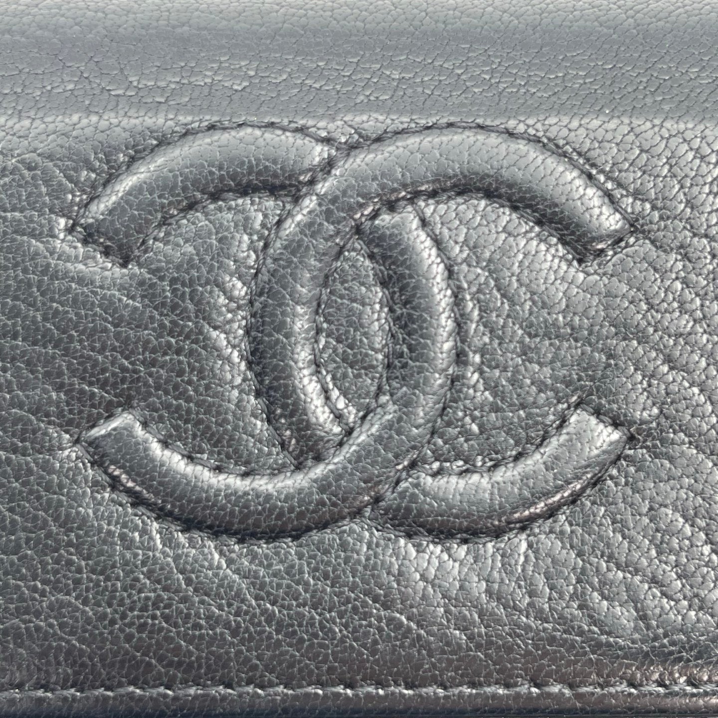 Chanel Black Calf Skin Leather Large CC Long Wallet [Used]