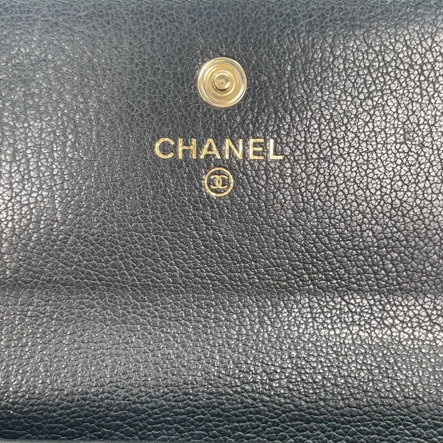 Chanel Black Calf Skin Leather Large CC Long Wallet [Used]