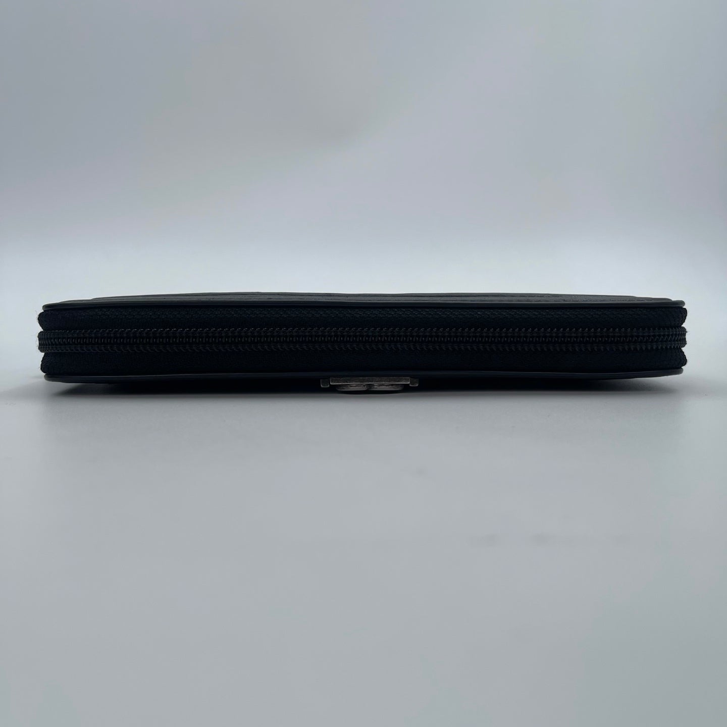 Chanel Leboy Black Lambskin Studded Long Wallet Silver Hardware [Used]