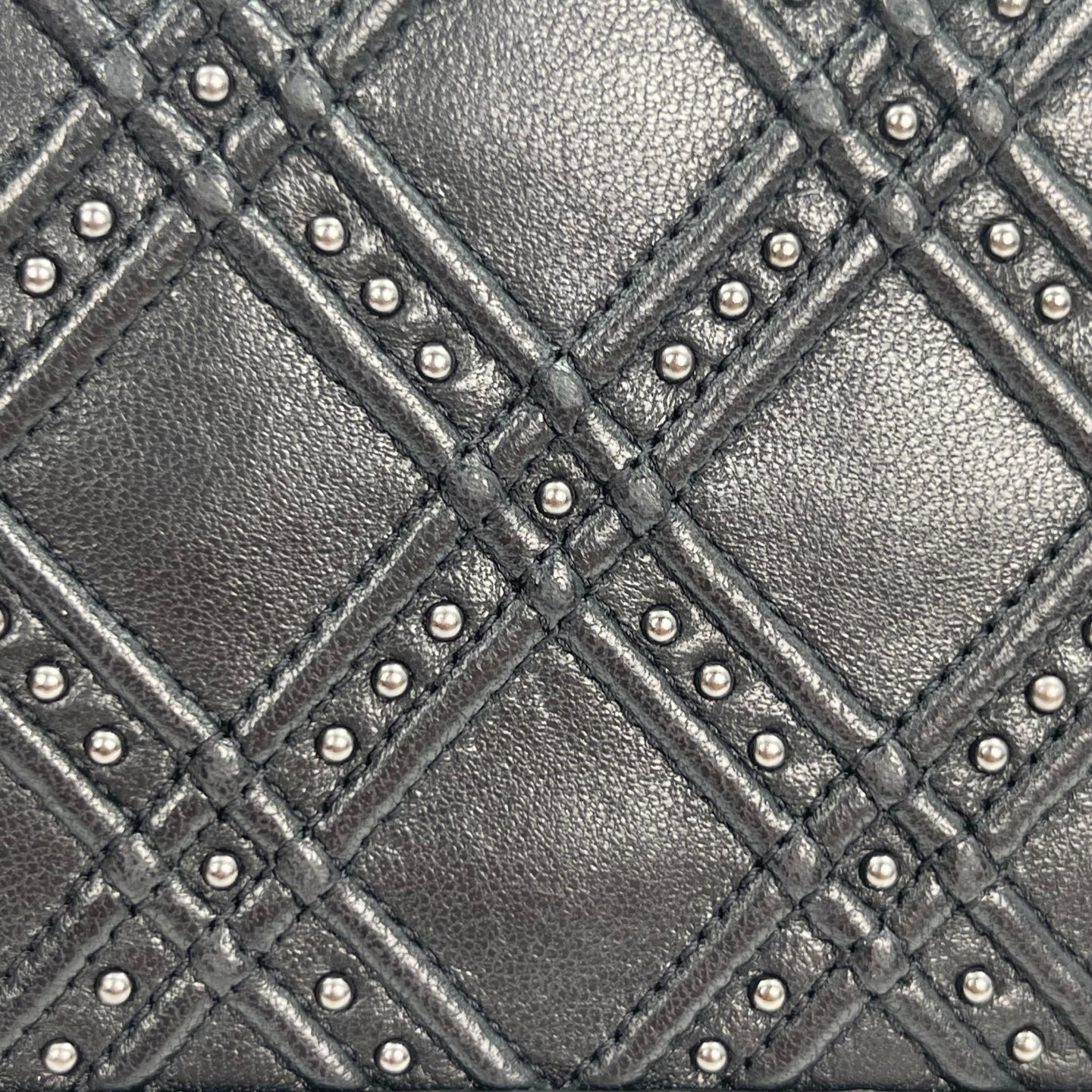 Chanel Leboy Black Lambskin Studded Long Wallet Silver Hardware [Used]
