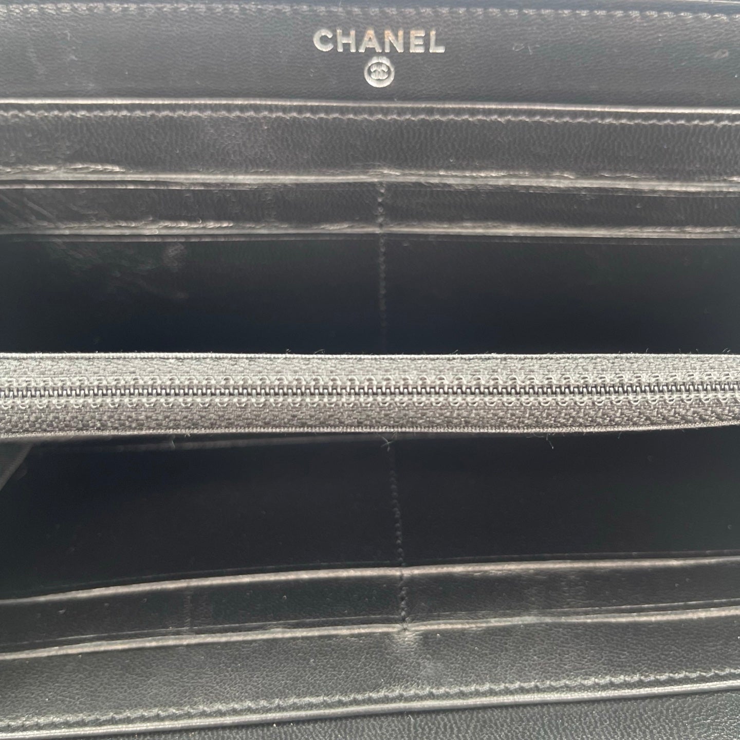 Chanel Leboy Black Lambskin Studded Long Wallet Silver Hardware [Used]
