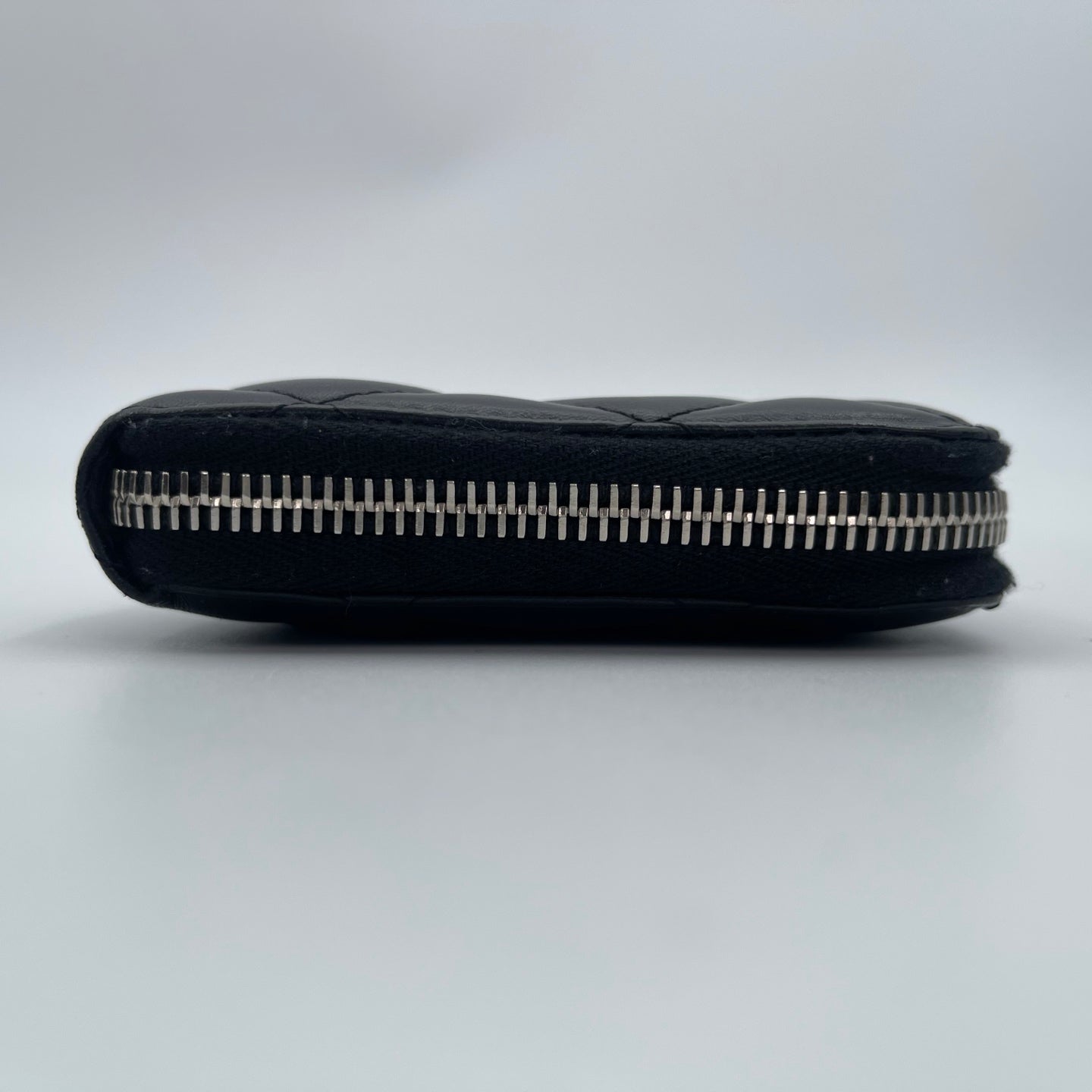Chanel Black Quilted Lambskin Long Wallet Silver Hardware [Used]